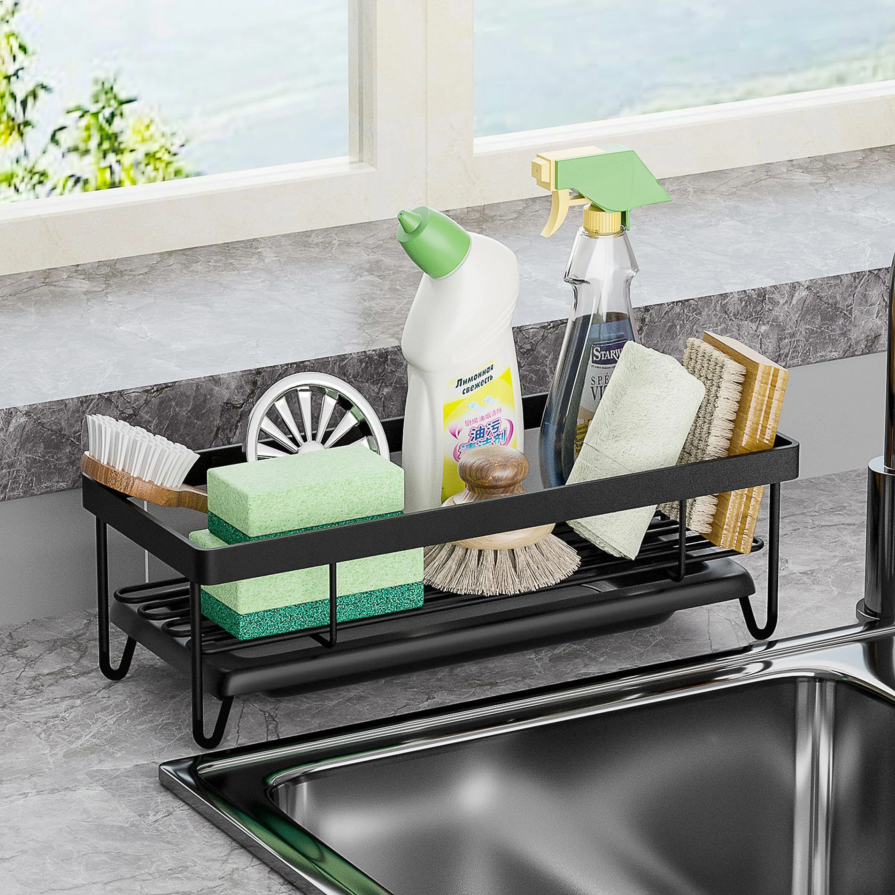 Organizador Escurridor de Cocina Negro de Hierro Negro 22 x 11 x 6 cm