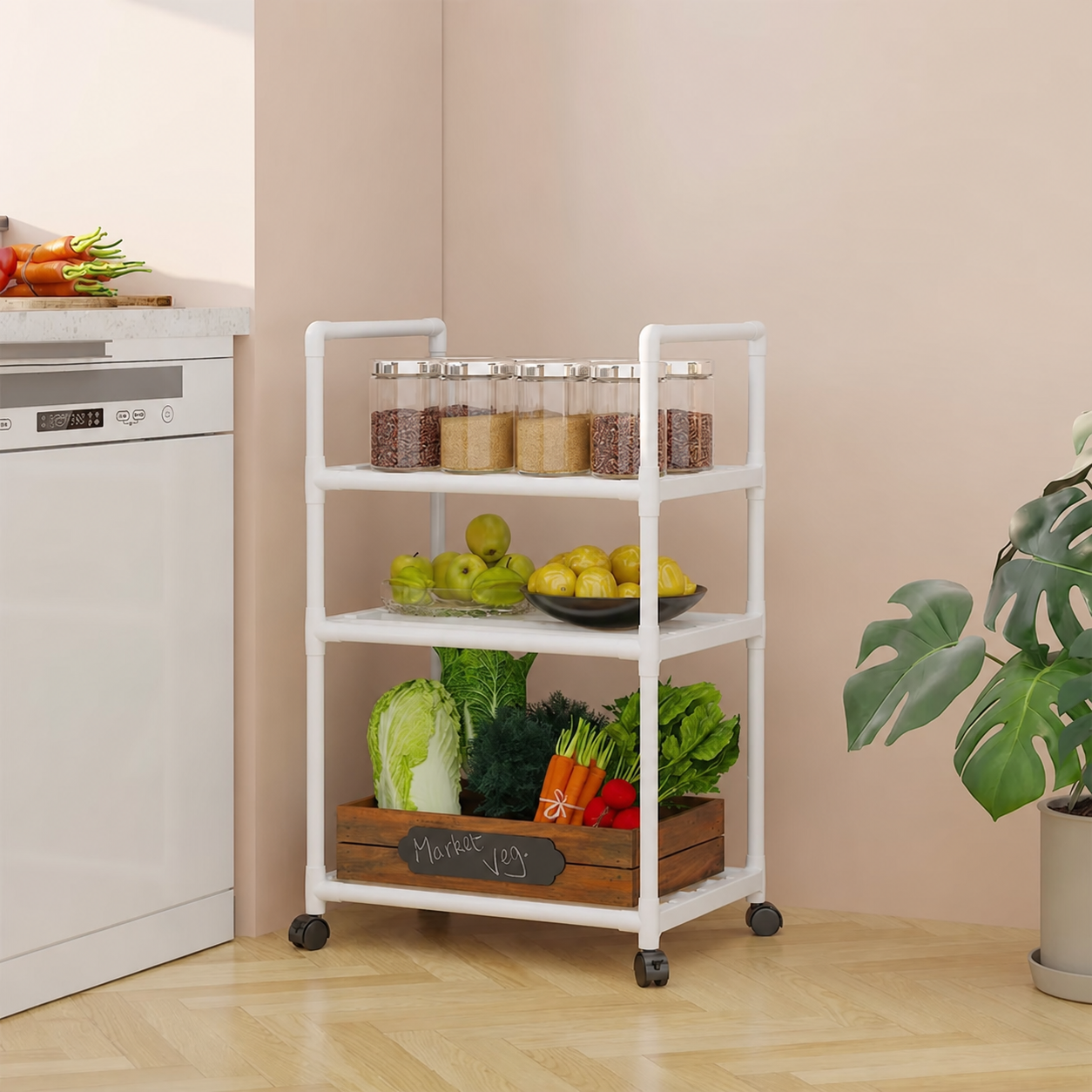 Organizador 38×31×78 cm de hierro para cocina, baño image 1