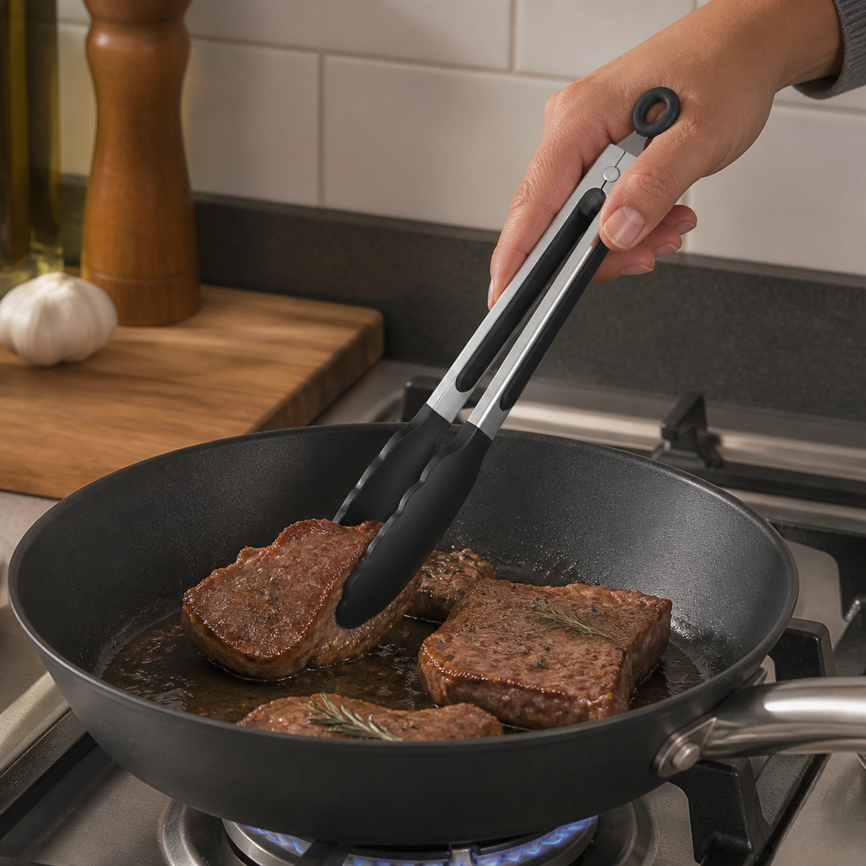 Pinzas silicona para alimentos BBQ resistente calor 7-12in