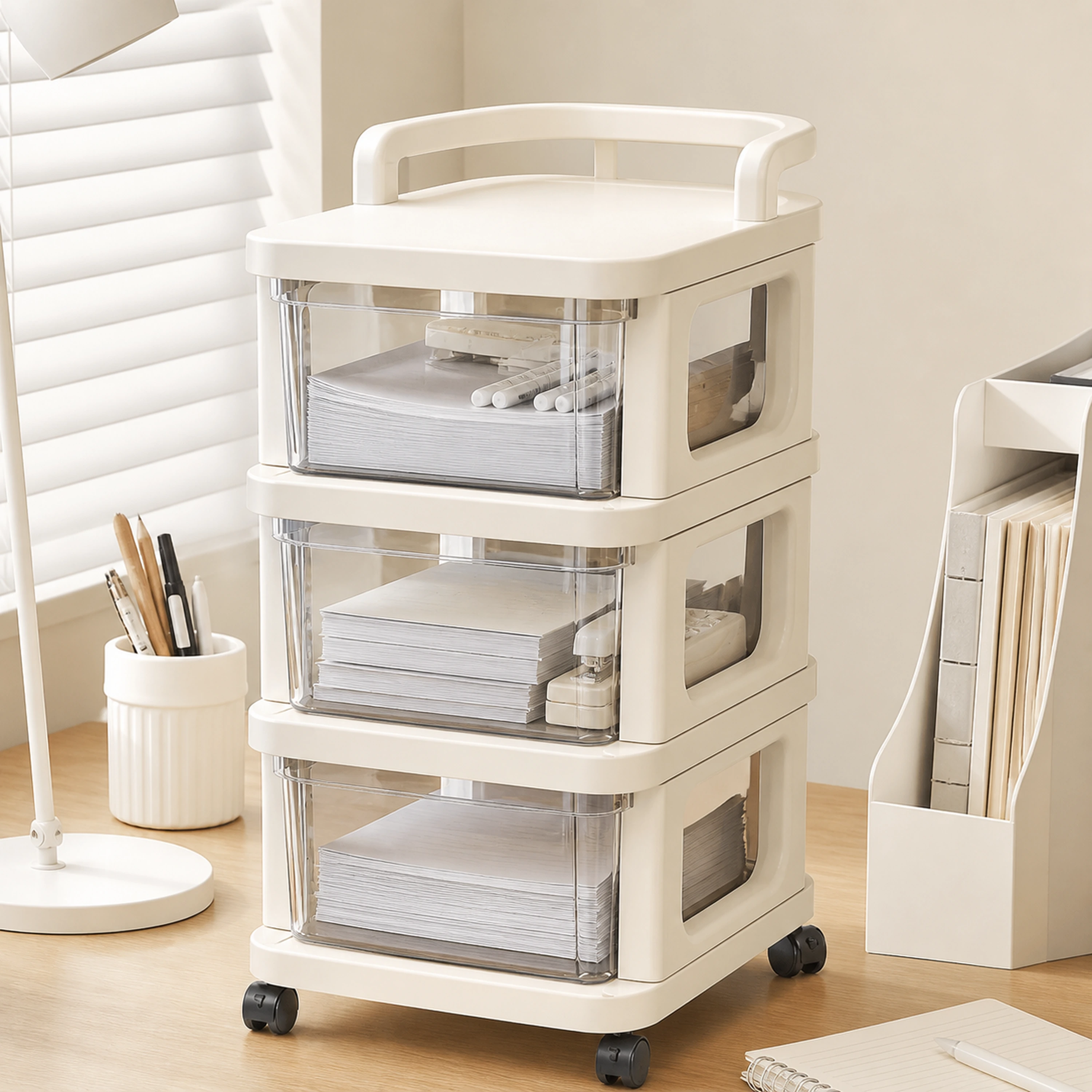 Carrito organizador 3 capas 26*34*59cm Plástico Transparente