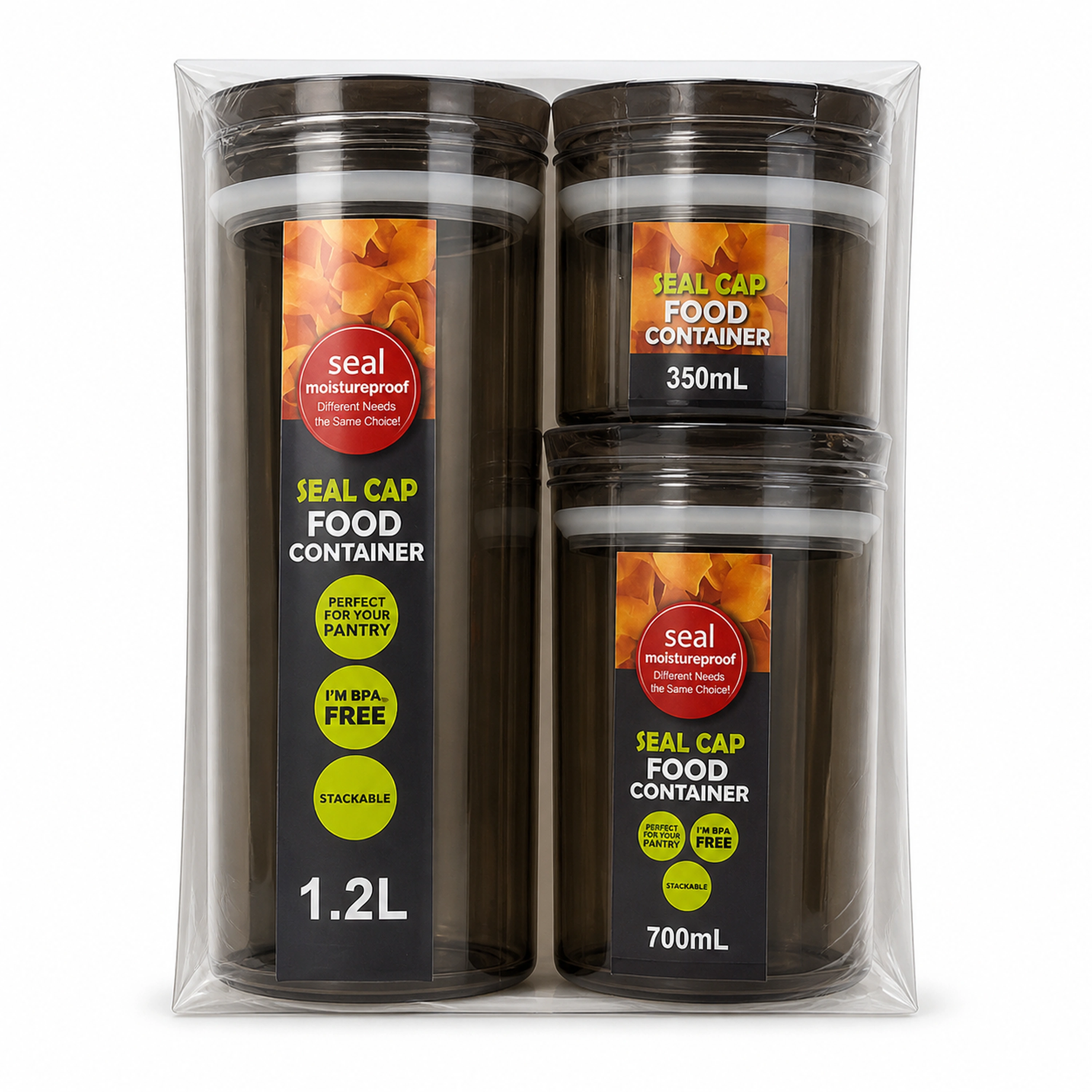 Recipiente hermético 1200ml+700ml+350ml Plástico