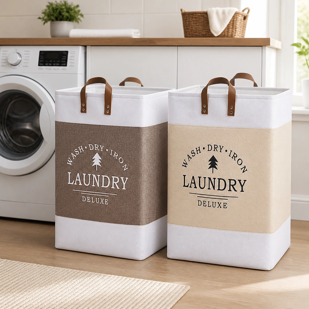 Cesto de ropa sucia 35×35×35 cm de poliéster para baño image 1