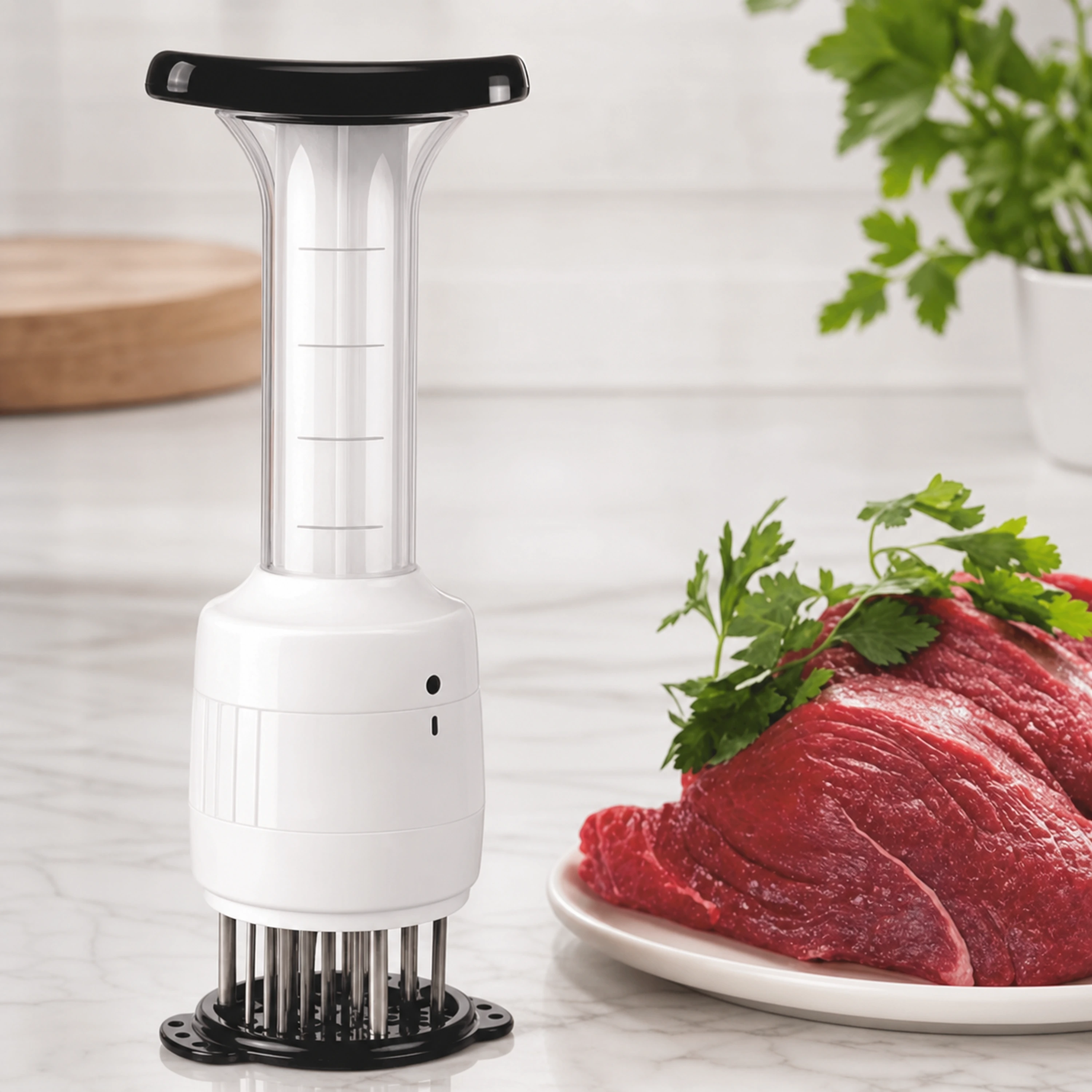 Inyector para Carnes para Preparar Alimentos de Plástico Blanco image 1