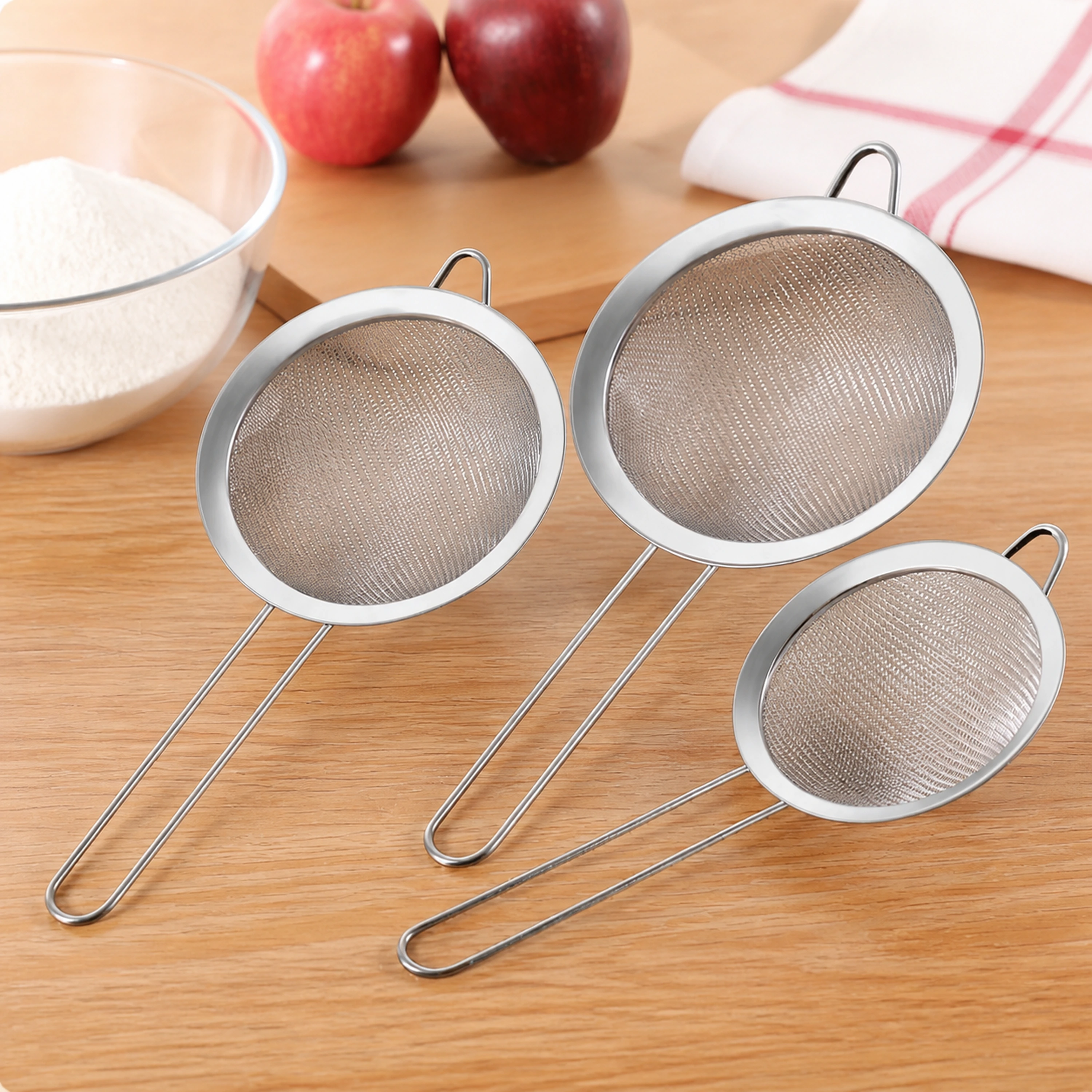 Colador acero inoxidable malla fina freidora sopa cocina 3 piezas image 1