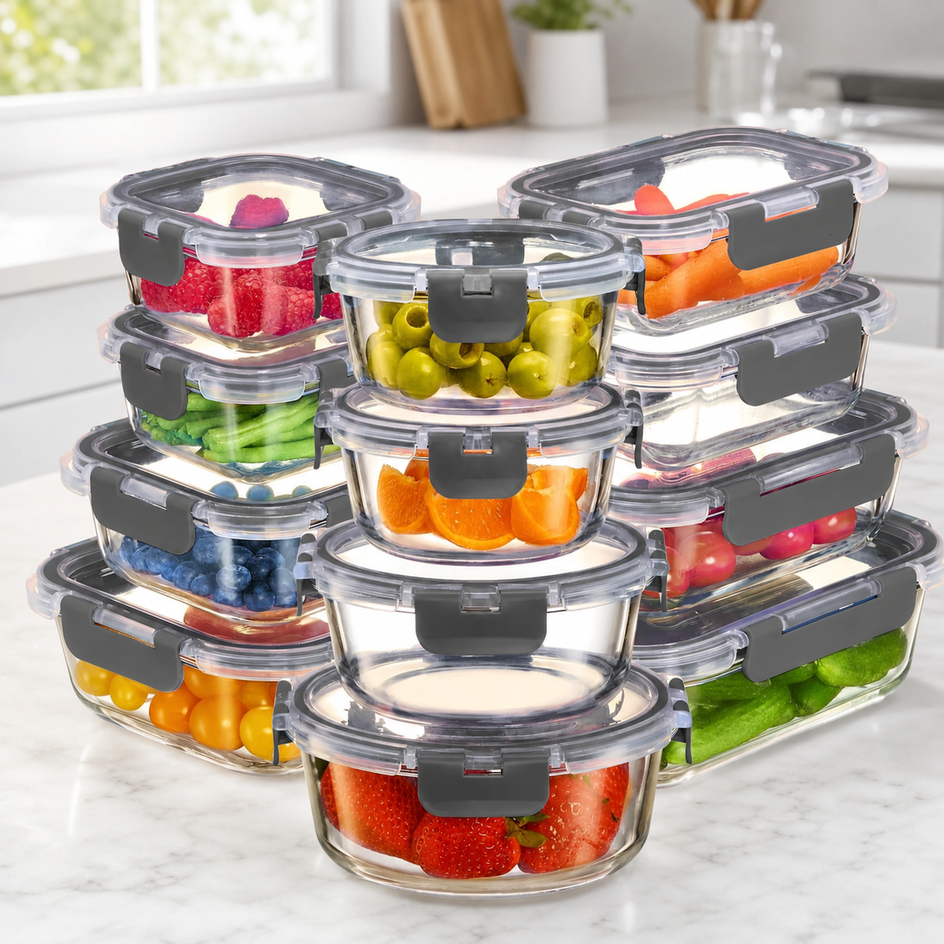 Tazón para Comedor de Vidrio Gris 12pcs