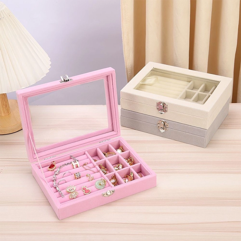 Caja de Joyería 20*15*5cm Felpa + MDF + Vidrio Surtido