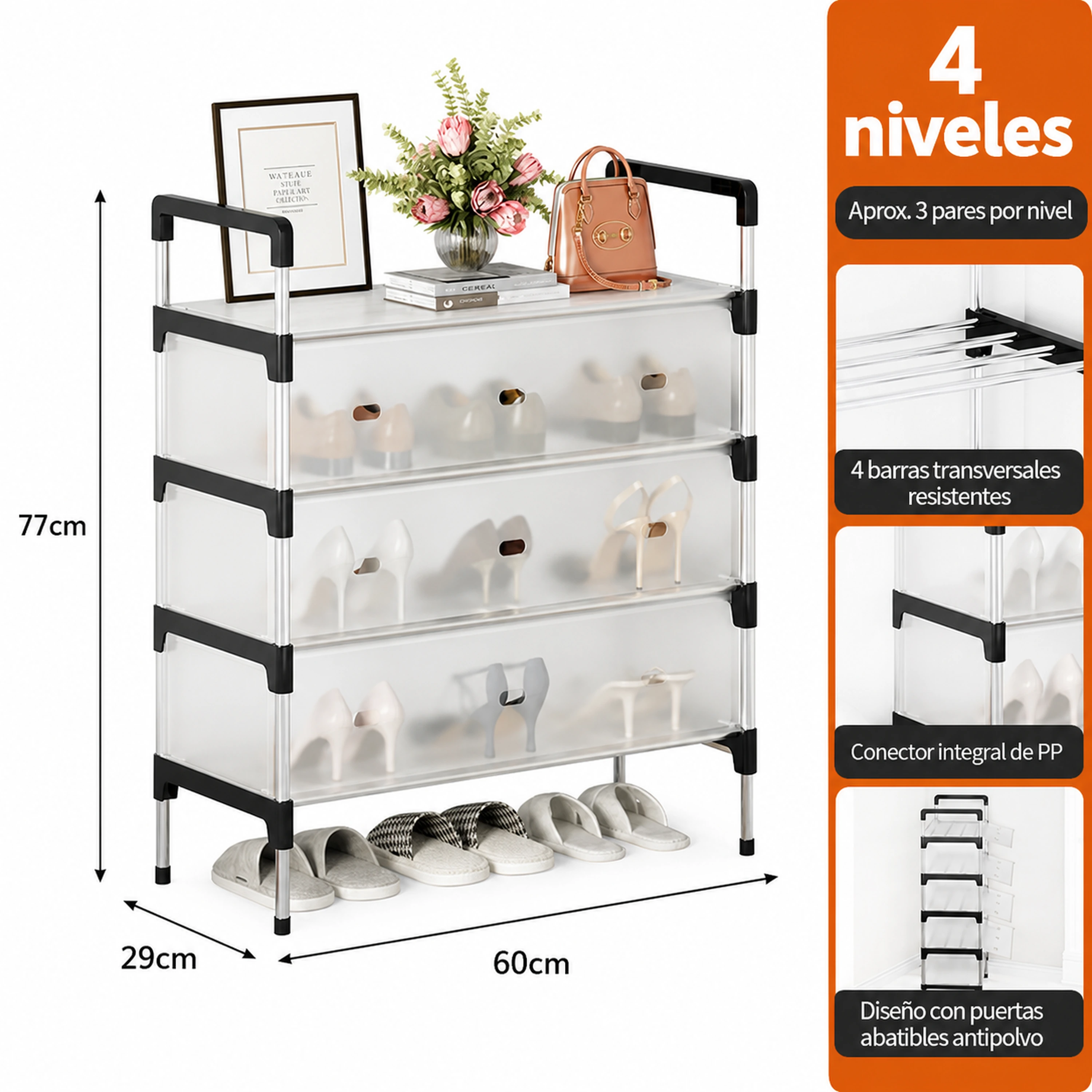 Organizador de zapatos 60*29*77cm Metal+Plástico image 2