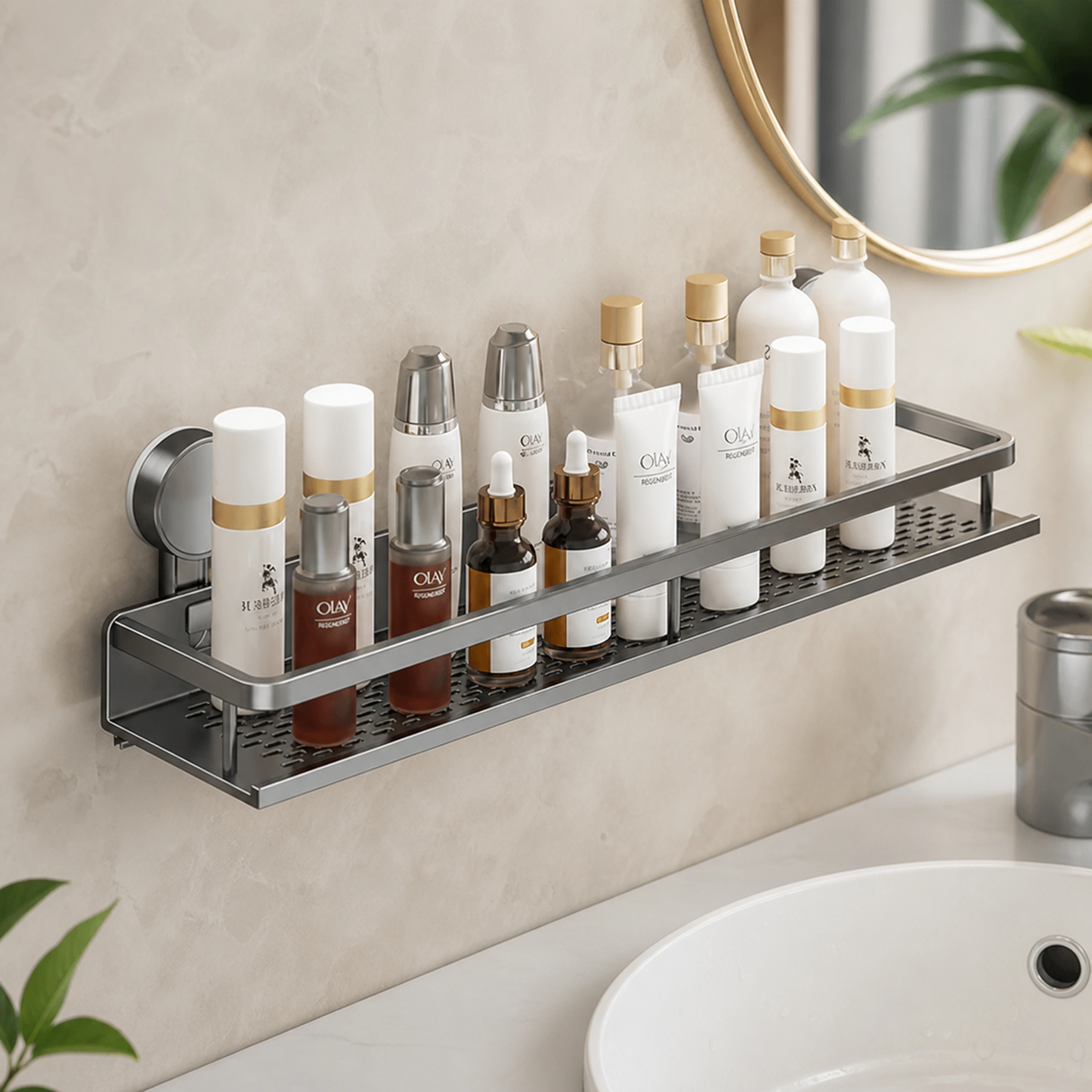 Organizador de pared con ventosa 60.5*6*12.8cm Aleación de aluminio image 1