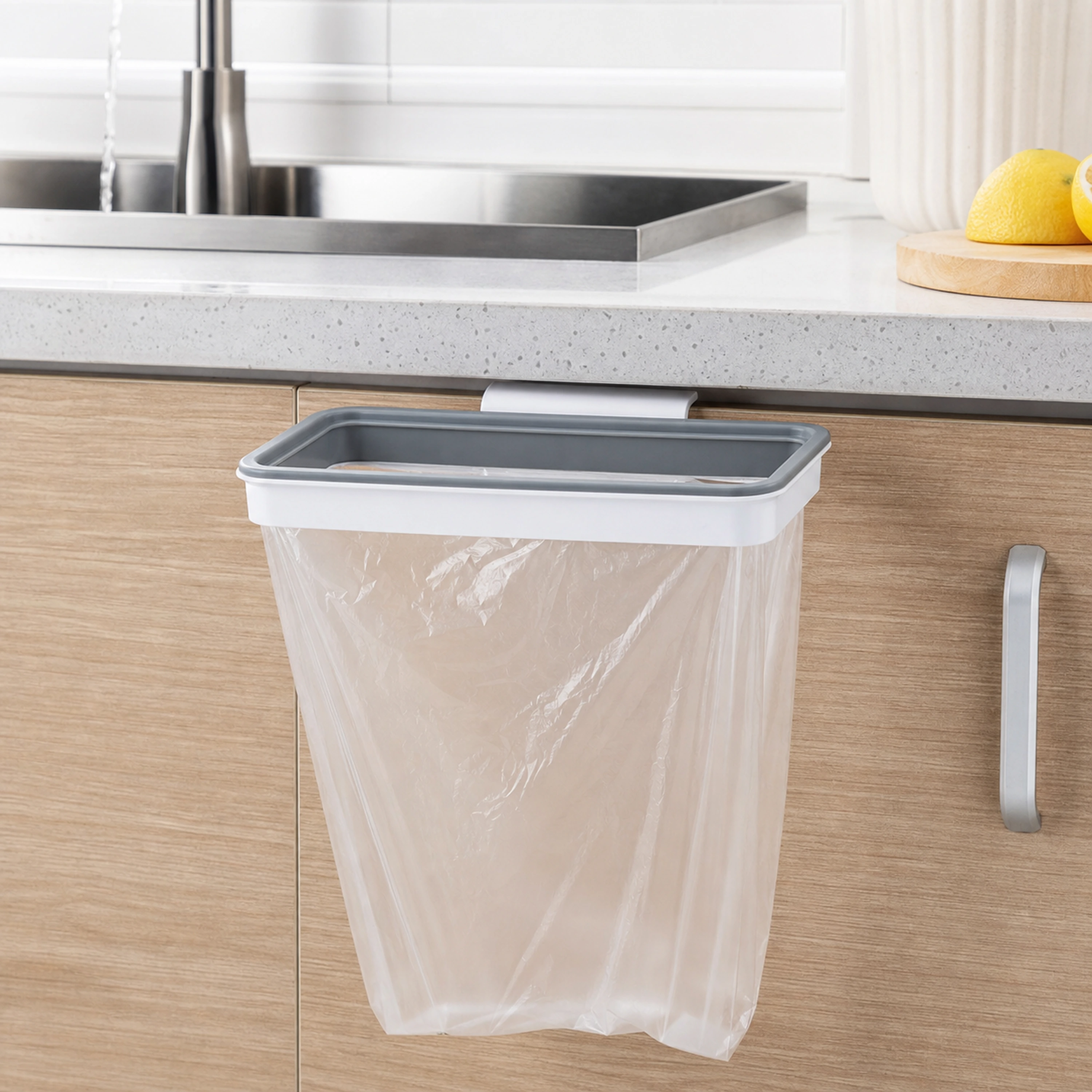 Soporte para Bolsa de Basura de Cocina de ABS Gris Claro / Blanco image 1