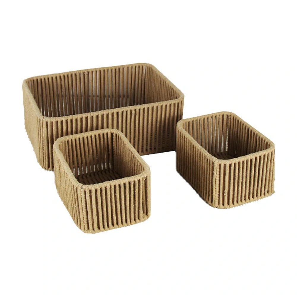 Cesta de almacenamiento set de 3 piezas de paja tejida para ropa image 2