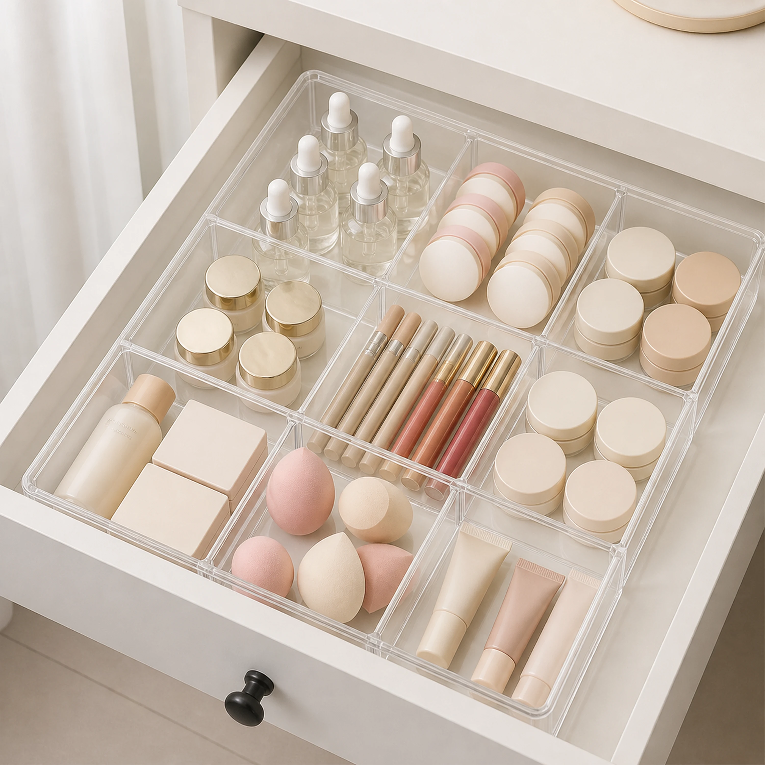 Caja Organizadora 26.5*26.5*8.5cm de Plástico Blanco, con 9 Compartimentos image 1