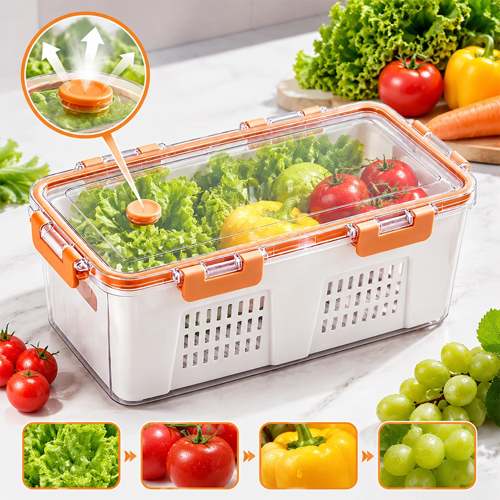 Caja de Conservación de Plástico Blanco+Naranja 29 x 14 x 11.5 cm image 1