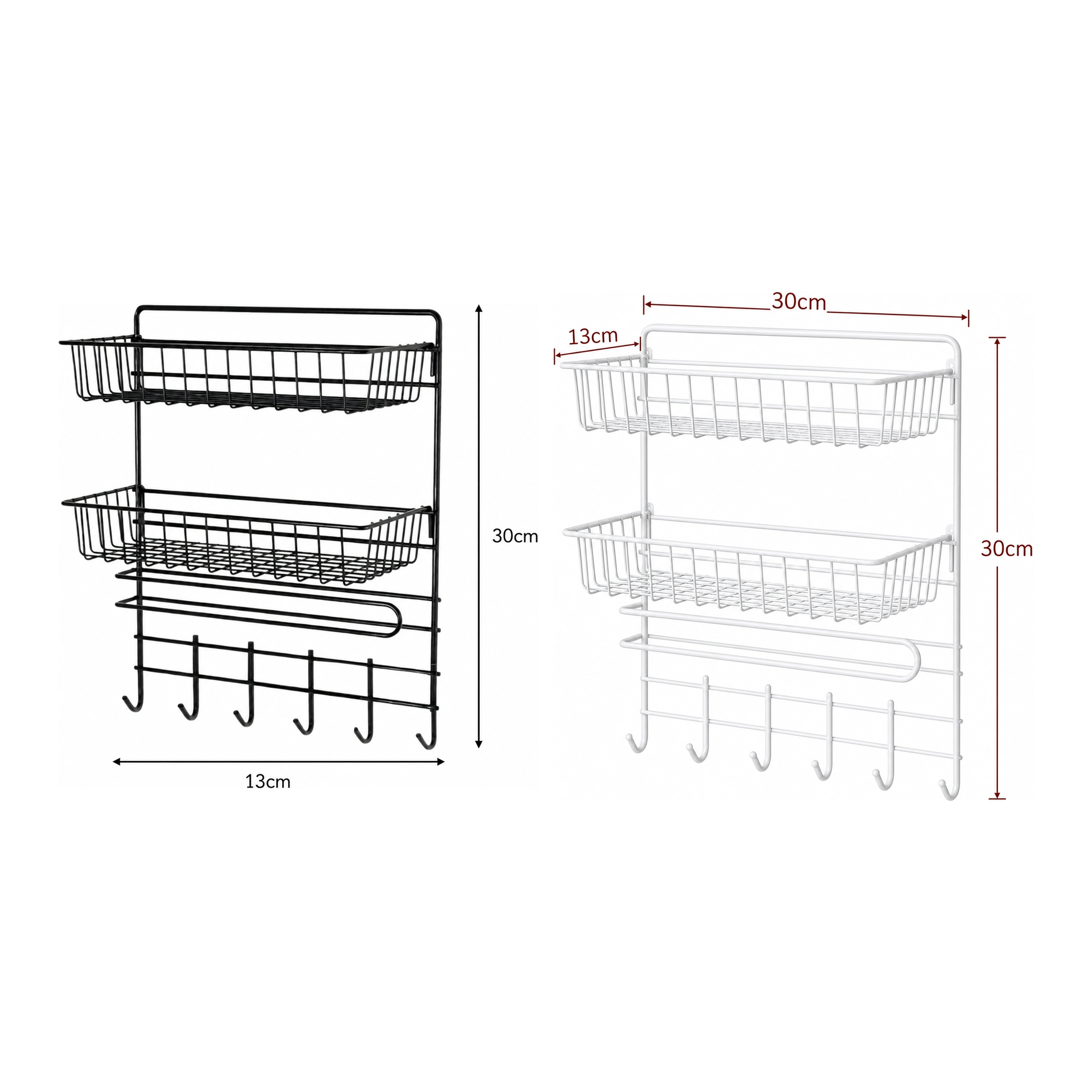 Estante Organizador de Cocina de Hierro Negro / Blanco 39*30*13cm