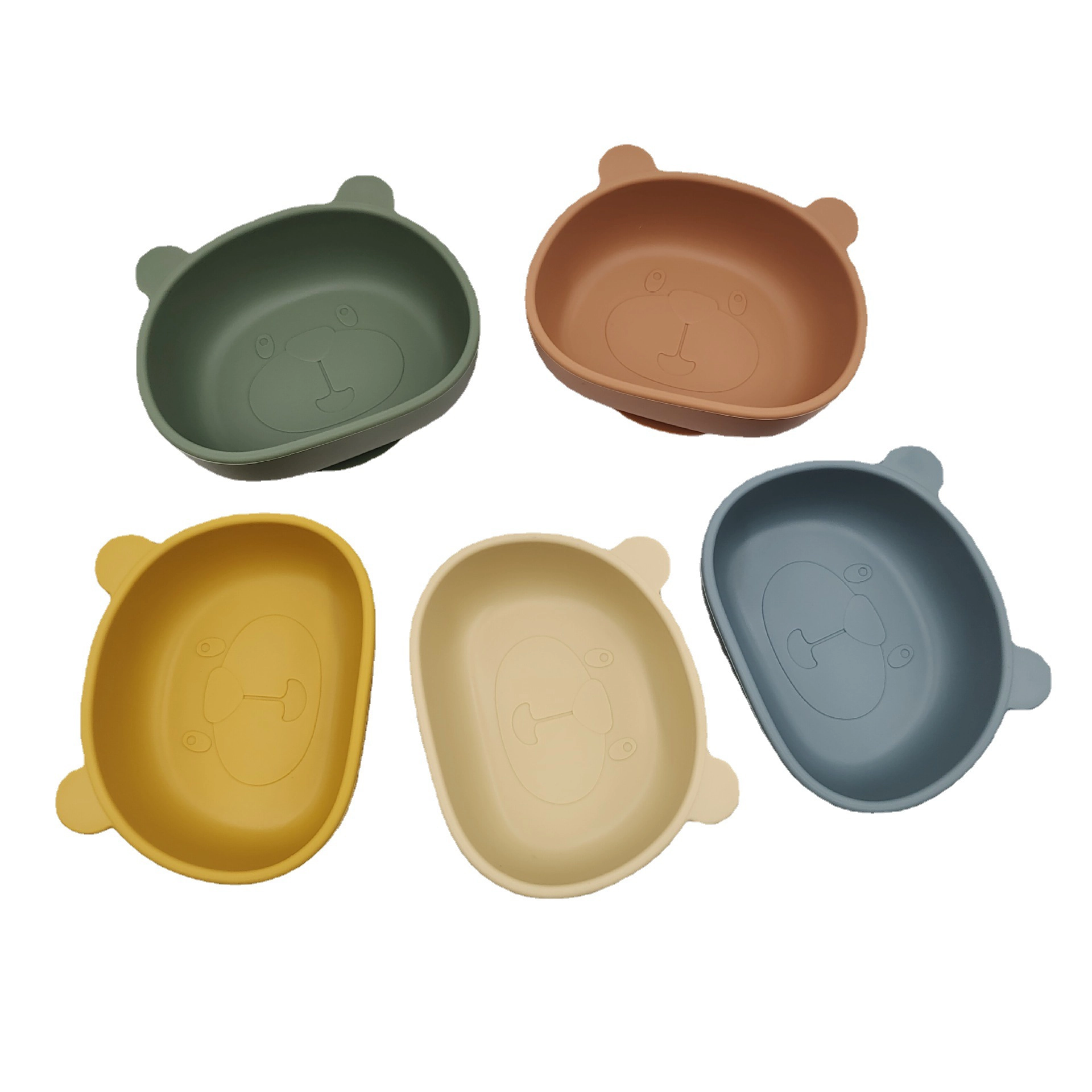 Bol de Silicona para Bebés, 13.5*10.5*5cm, con Diseño de Panda, Grado Alimenticio con Ventosa