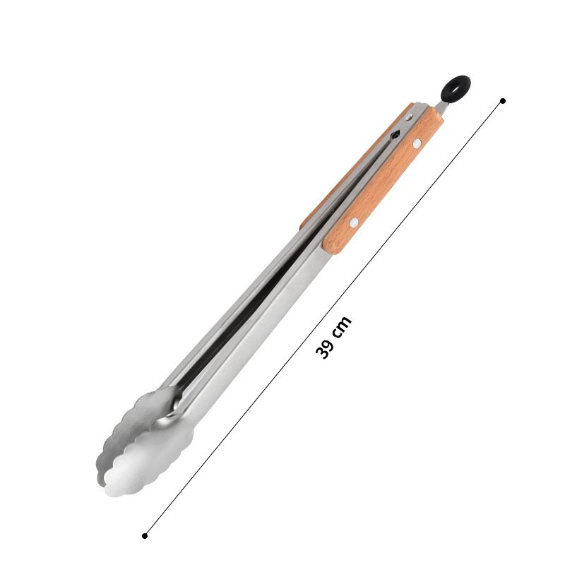 Pinza de Alimentos Multitamaño Haya + Acero 430 Color Madera