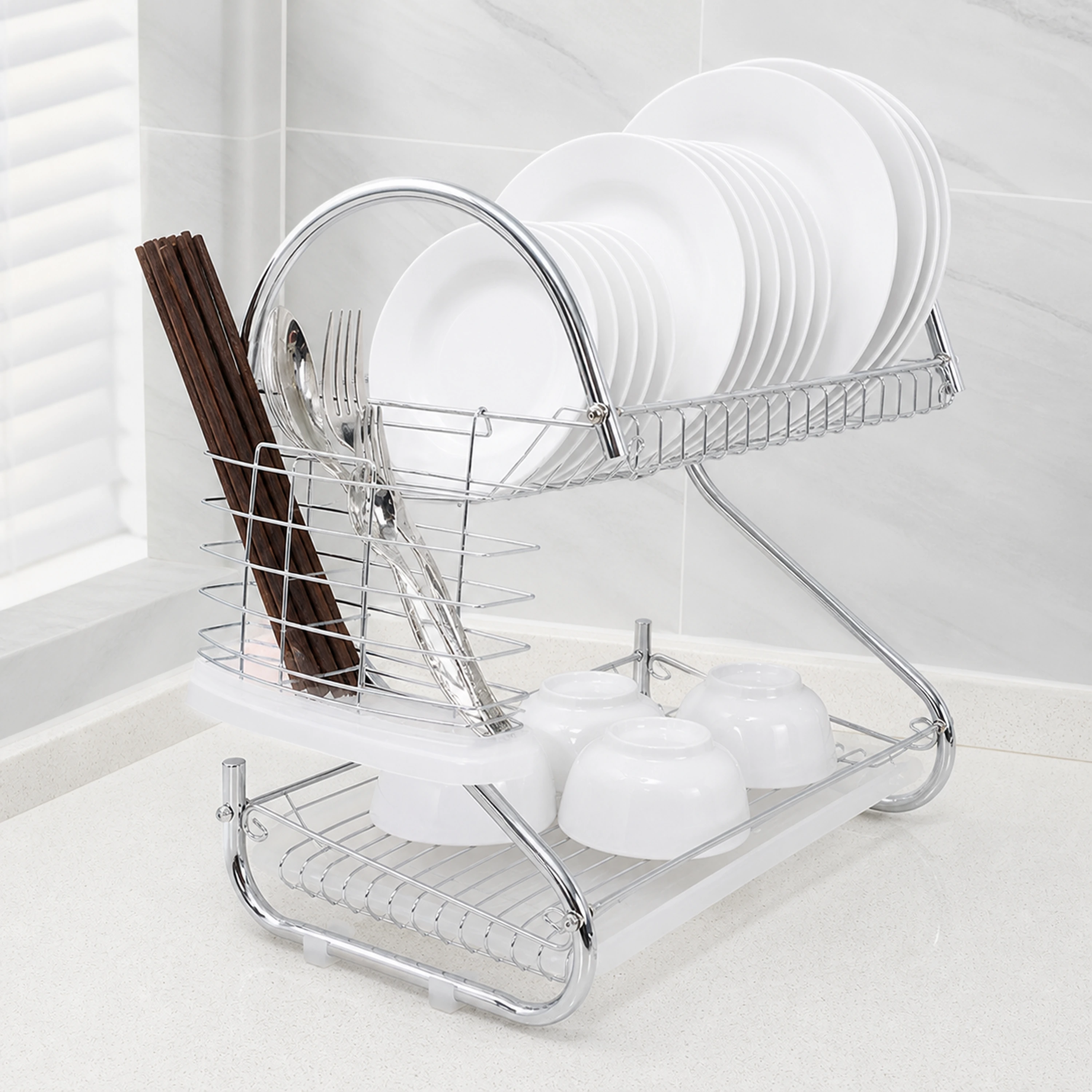 Organizador de Platos y Tazas de Cocina de Hierro Rojo / Plata / Dorado 42 x 26 x 38 cm image 1