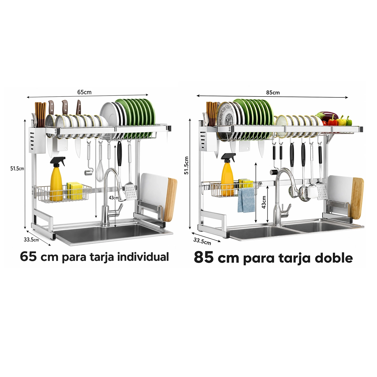 Organizador de Cocina de Acero al Carbono Plata