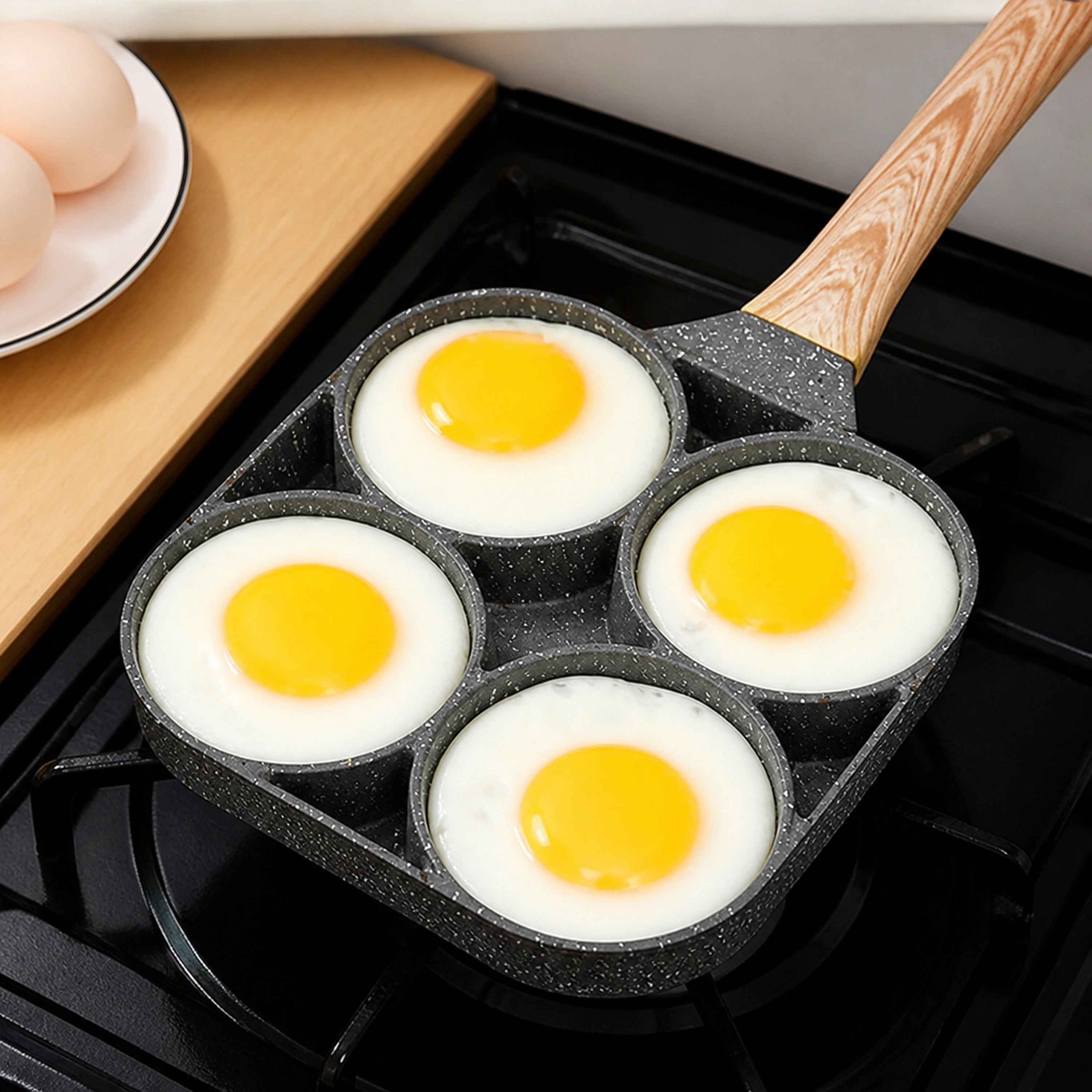 Sartén antiadherente piedra 4 huecos desayuno estufa FCM image 1