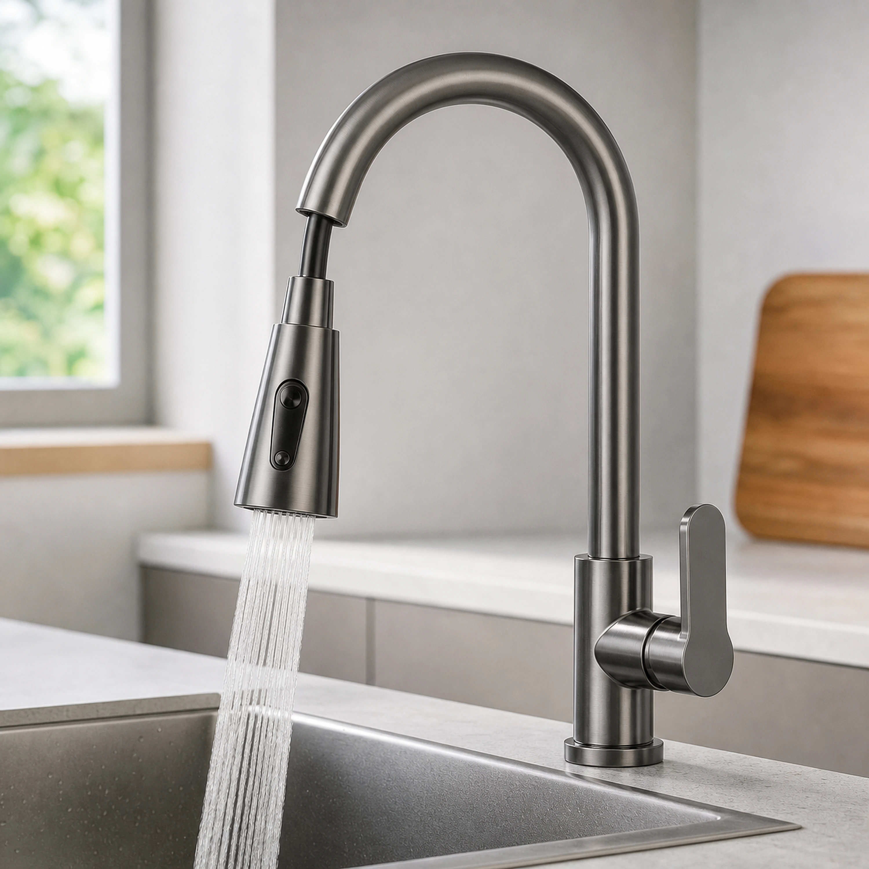 Grifo de Cocina Extraíble Tipo Cascada con Manguera de Acero Inoxidable Varios Colores image 1