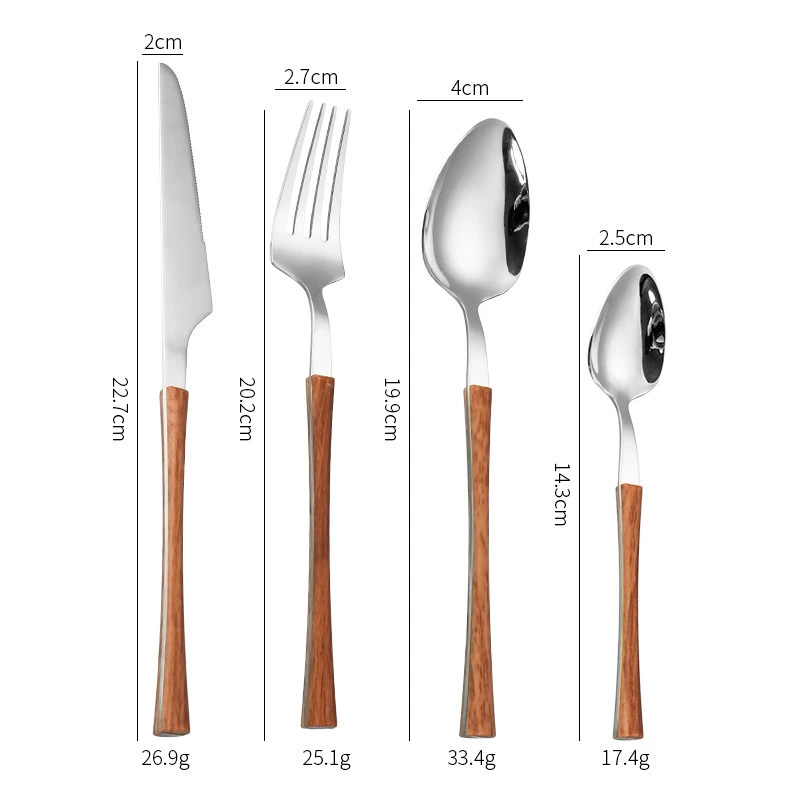 Juego de Cubiertos para Comedor de Acero Inoxidable y Madera image 2