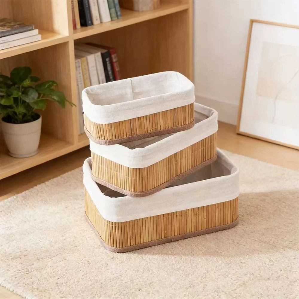 Cesta de Almacenamiento Set de 3 Piezas Tejido de Bambú