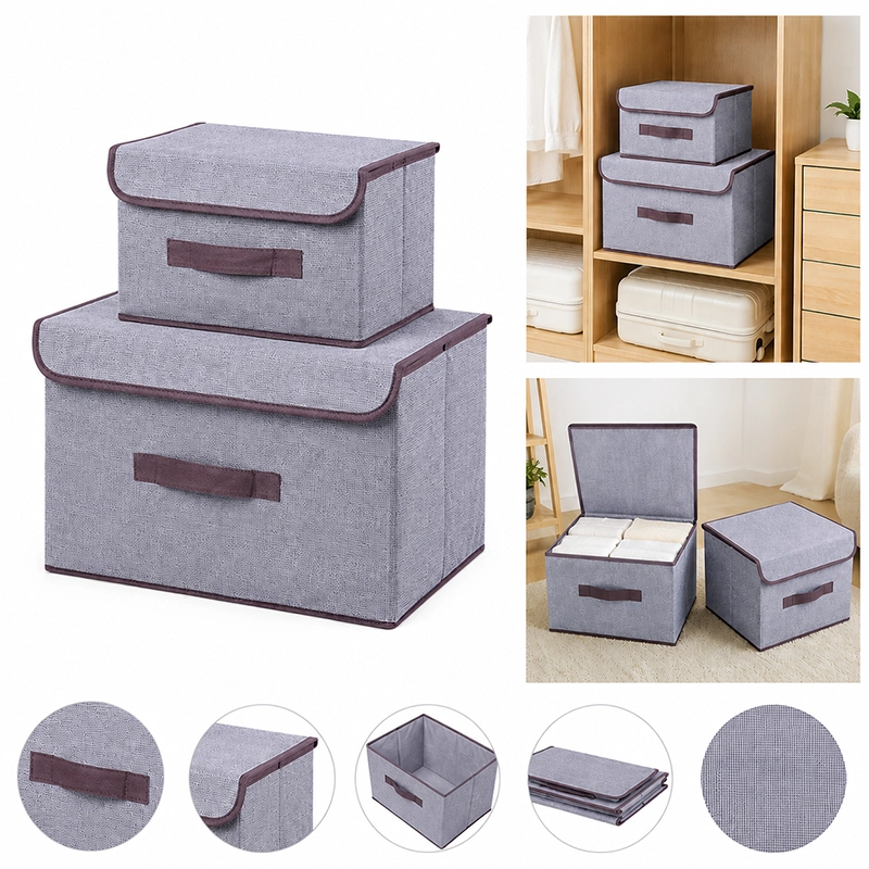 Cesto organizador 37x28x12cm de poliéster color gris