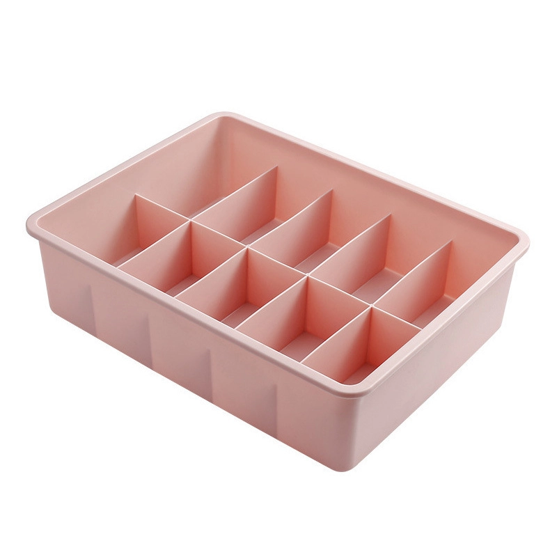 Caja organizadora 31x24x8cm con 10 compartimentos de plástico color rosa image 2
