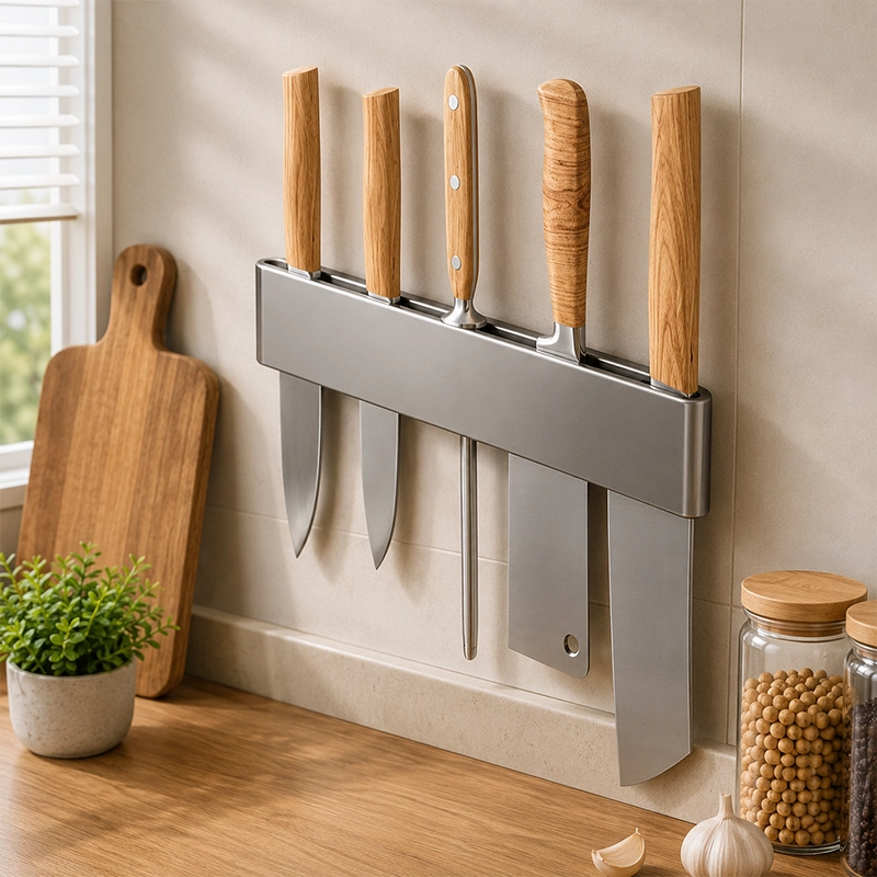 Soporte para Cuchillos 30cm Acero Inoxidable Gris Grafito