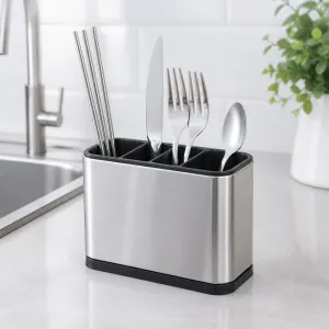 Organizador escurridor cubiertos acero inoxidable compacto