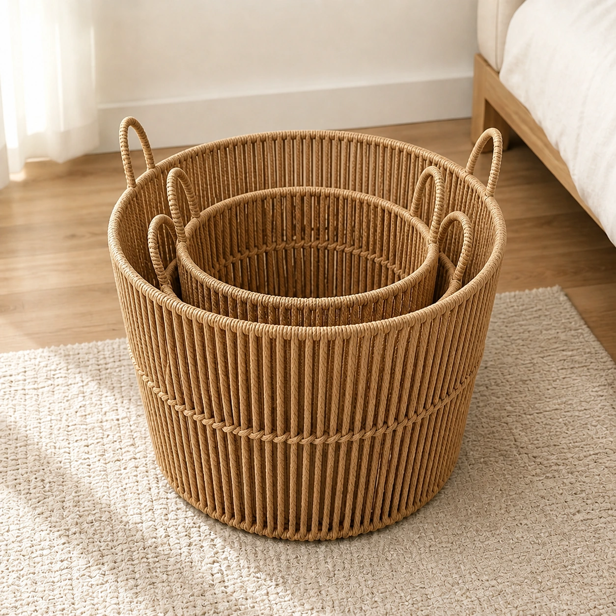 Cesta de almacenamiento set de 3 piezas de paja tejida para ropa