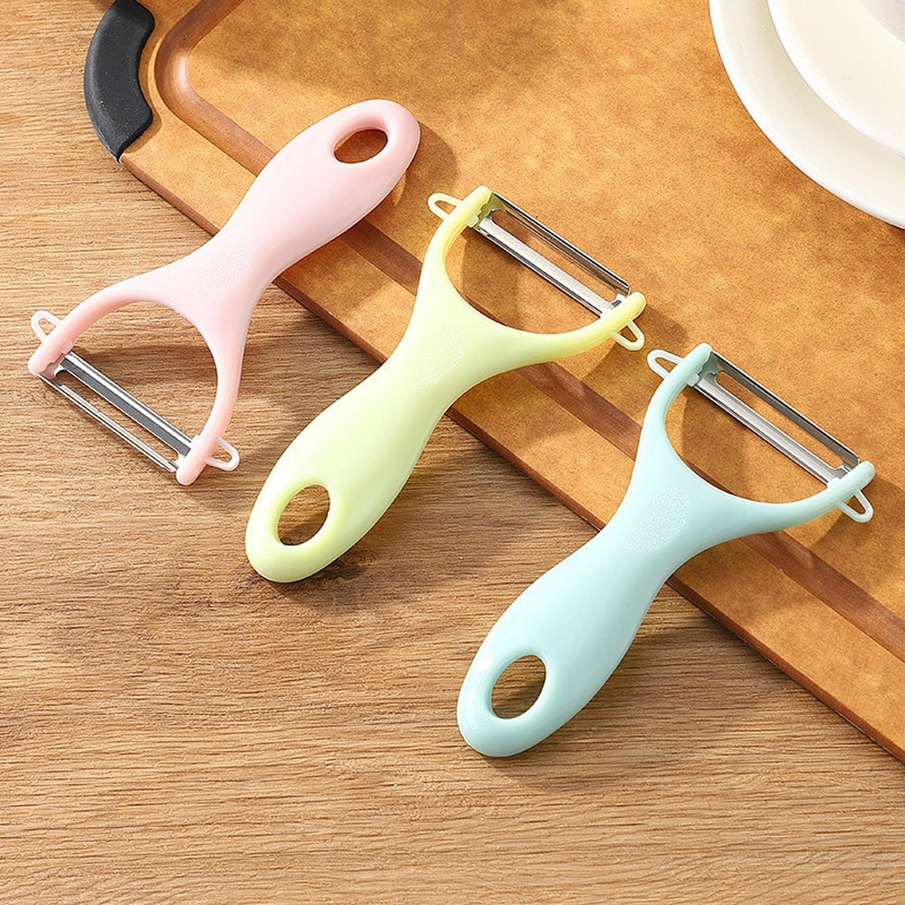 Pelador plástico+Acero inoxidable frutas verduras multifuncional cocina 7.5*12.4cm