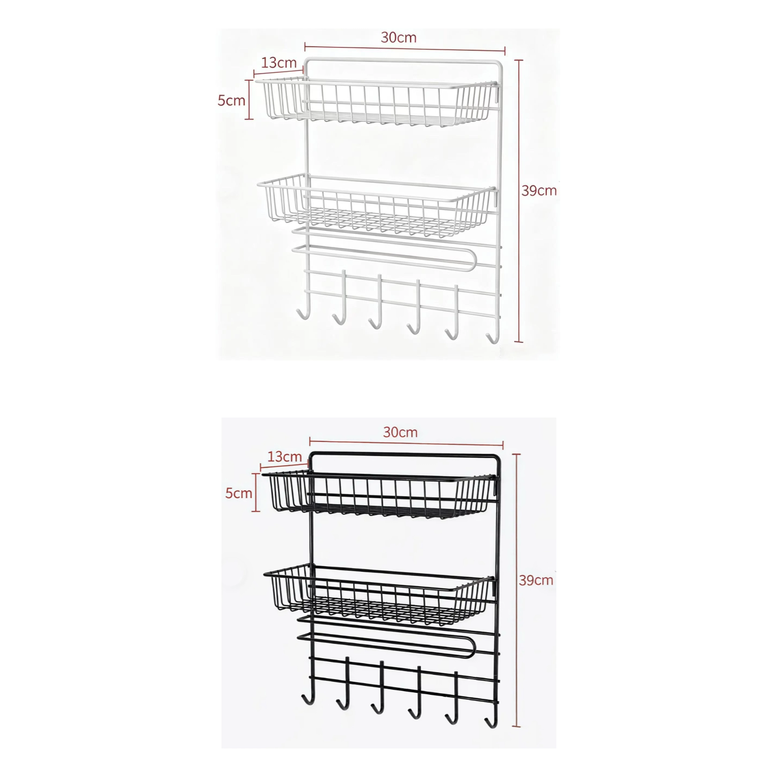 Estante Organizador de Cocina de Hierro Negro / Blanco