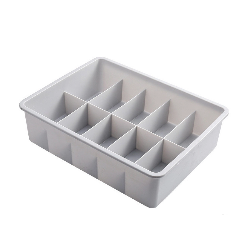 Caja organizadora 31x24x8cm con 10 compartimentos de plástico color gris
