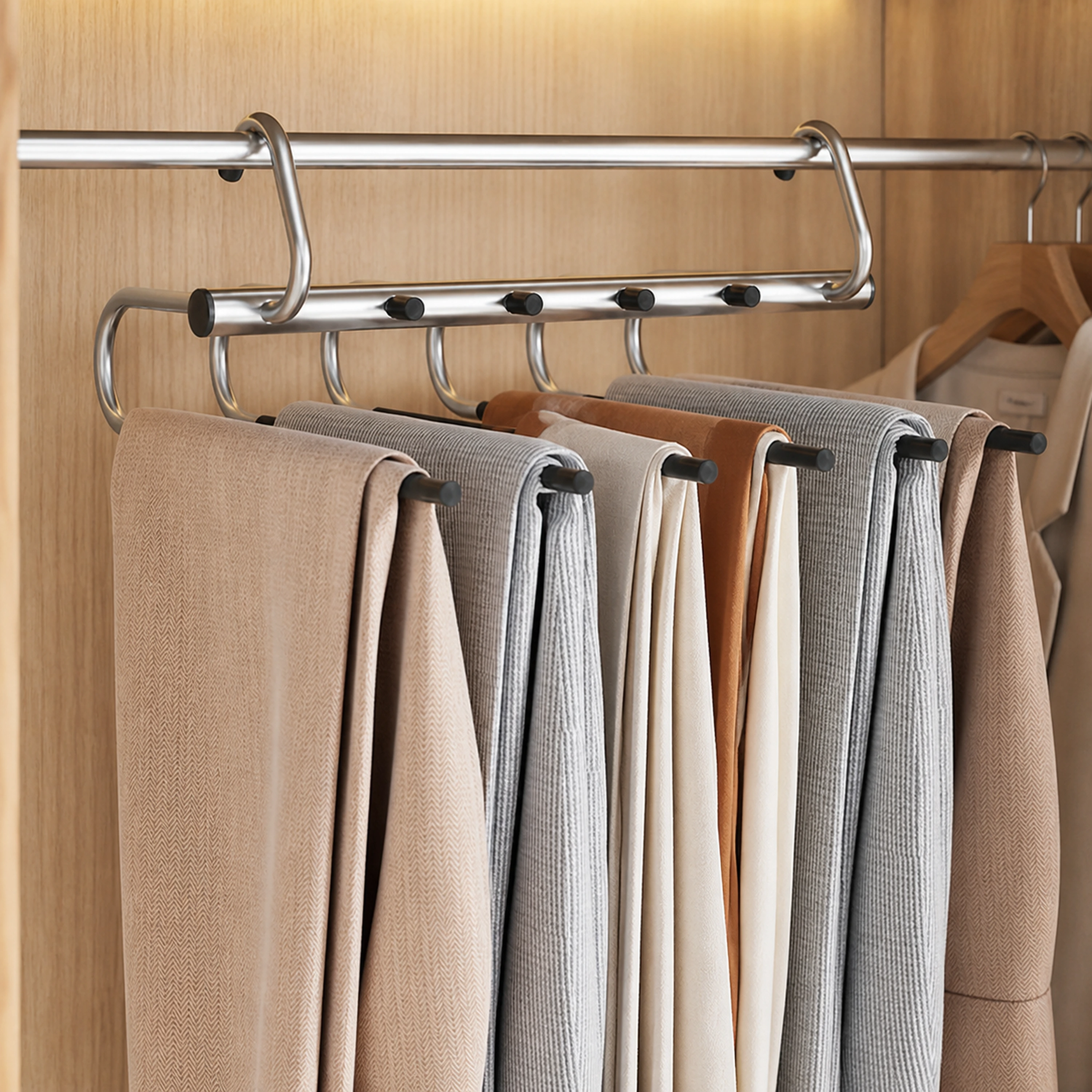 Organizador de pantalones 6 capas 30.5*25*6cm Acero inoxidable+PP