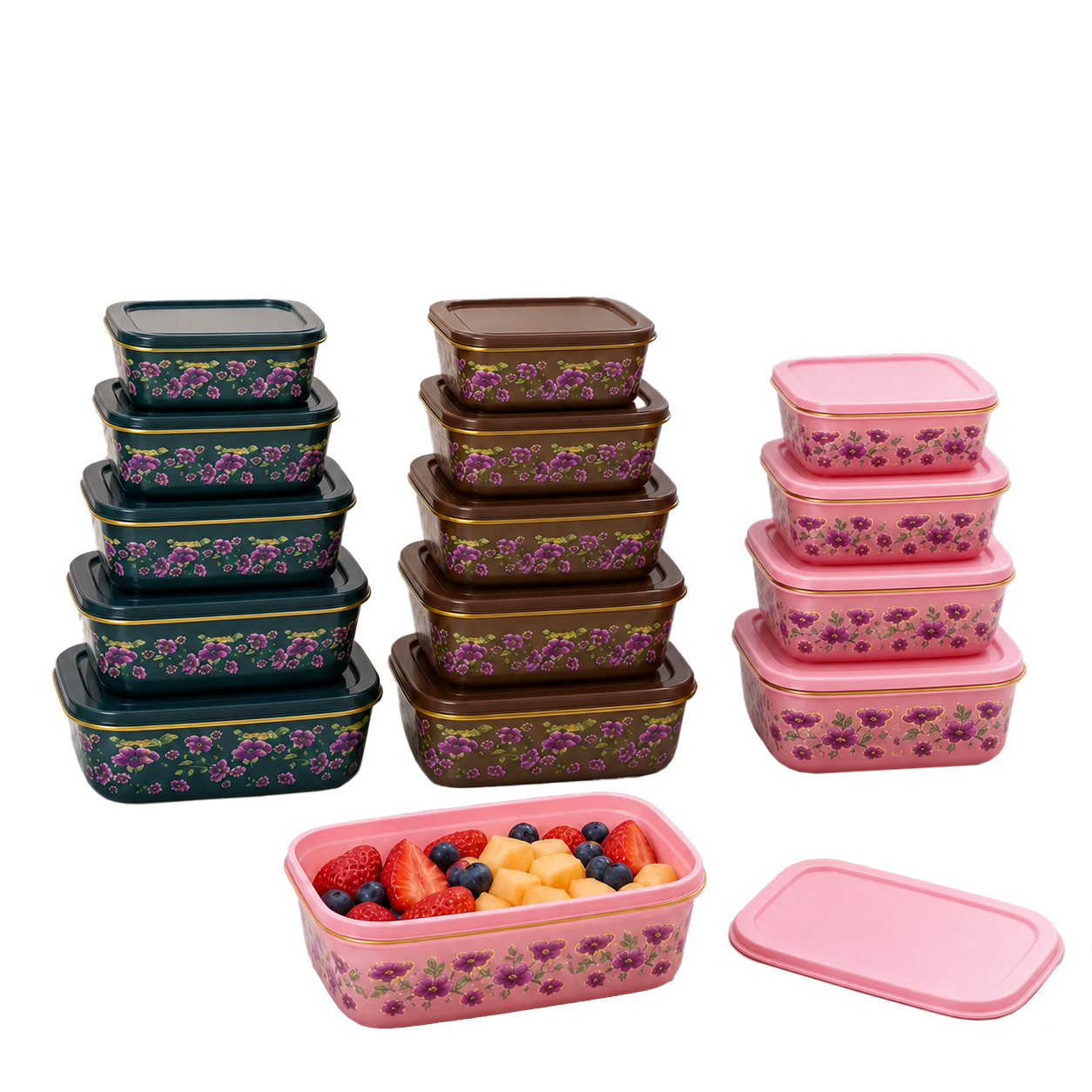 Set de 5 Contenedores Rectangulares de Plastico 18x13x7cm image 2