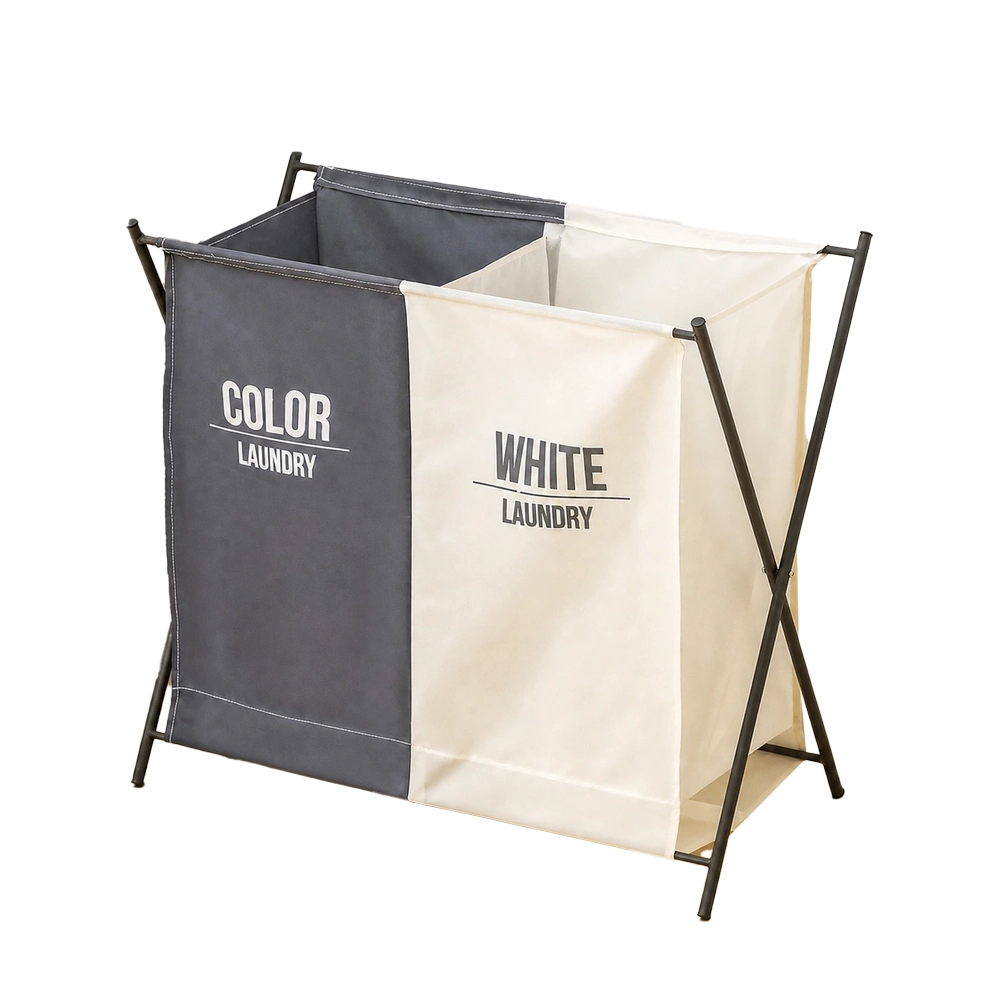 Cesto de ropa sucia set de 2 65×32×59 cm de poliéster para baño