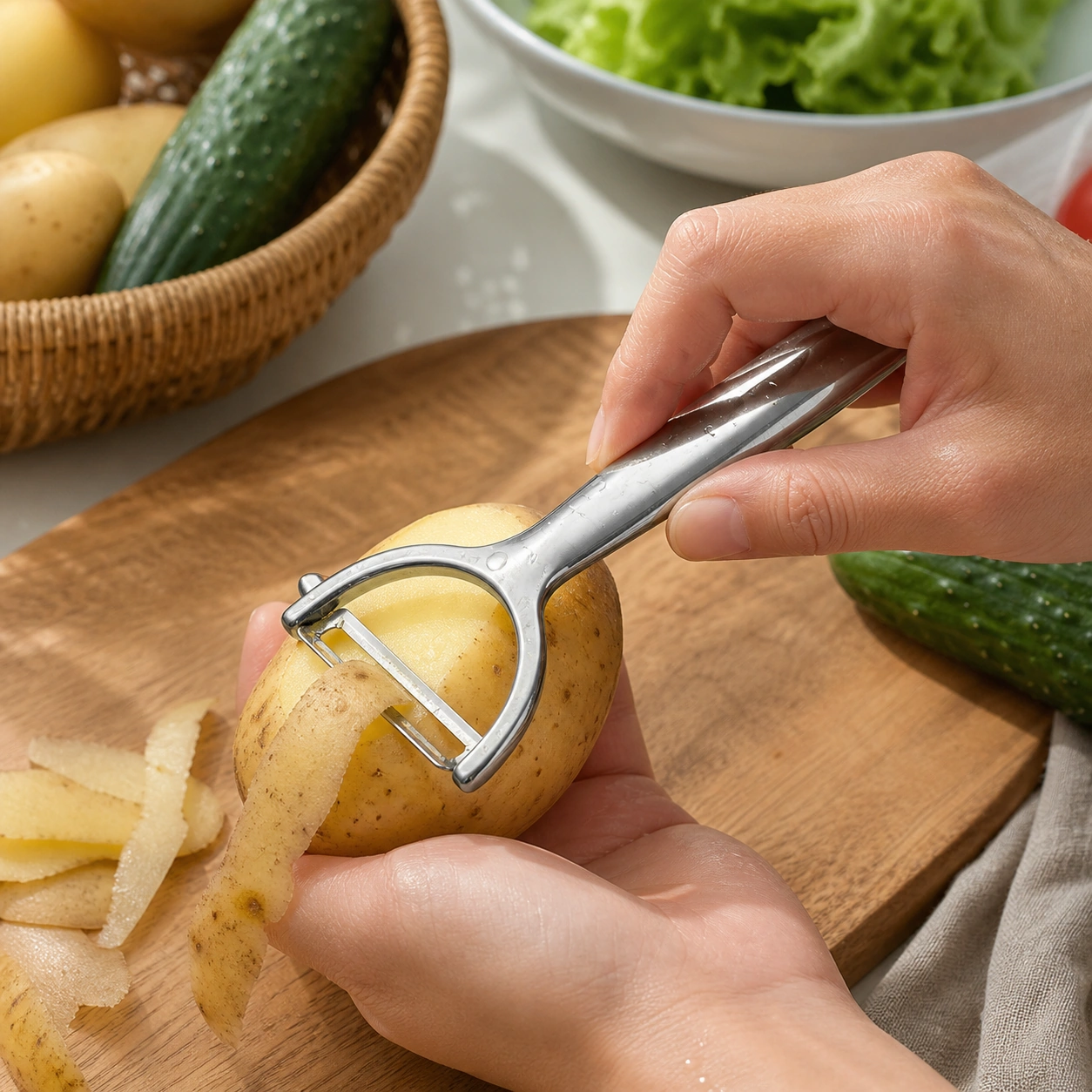 Pelador de verduras 15 cm plástico, acero inoxidable para pelar en cocina image 1
