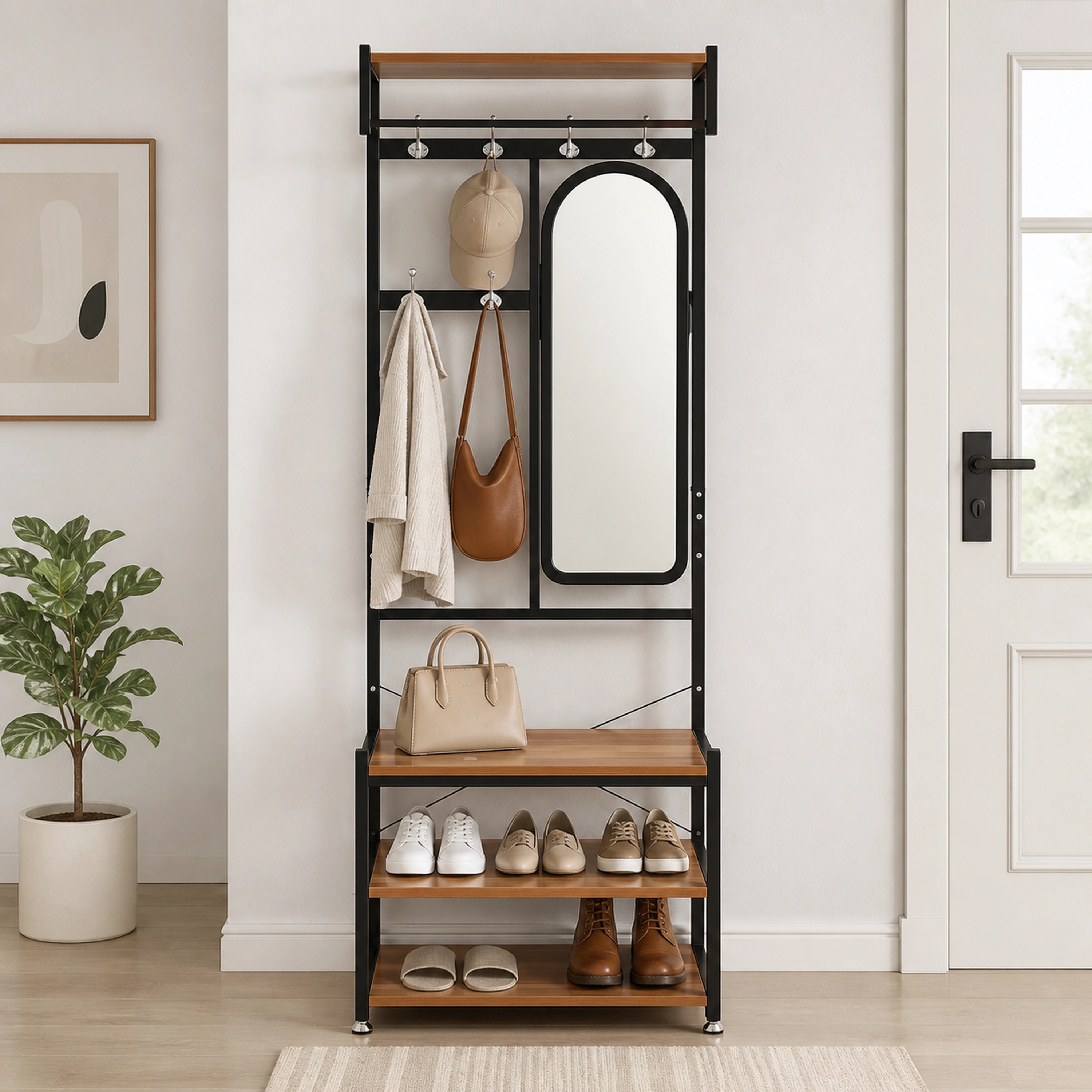 Zapatero 80*30*170cm Vidrio+Hierro Surtido