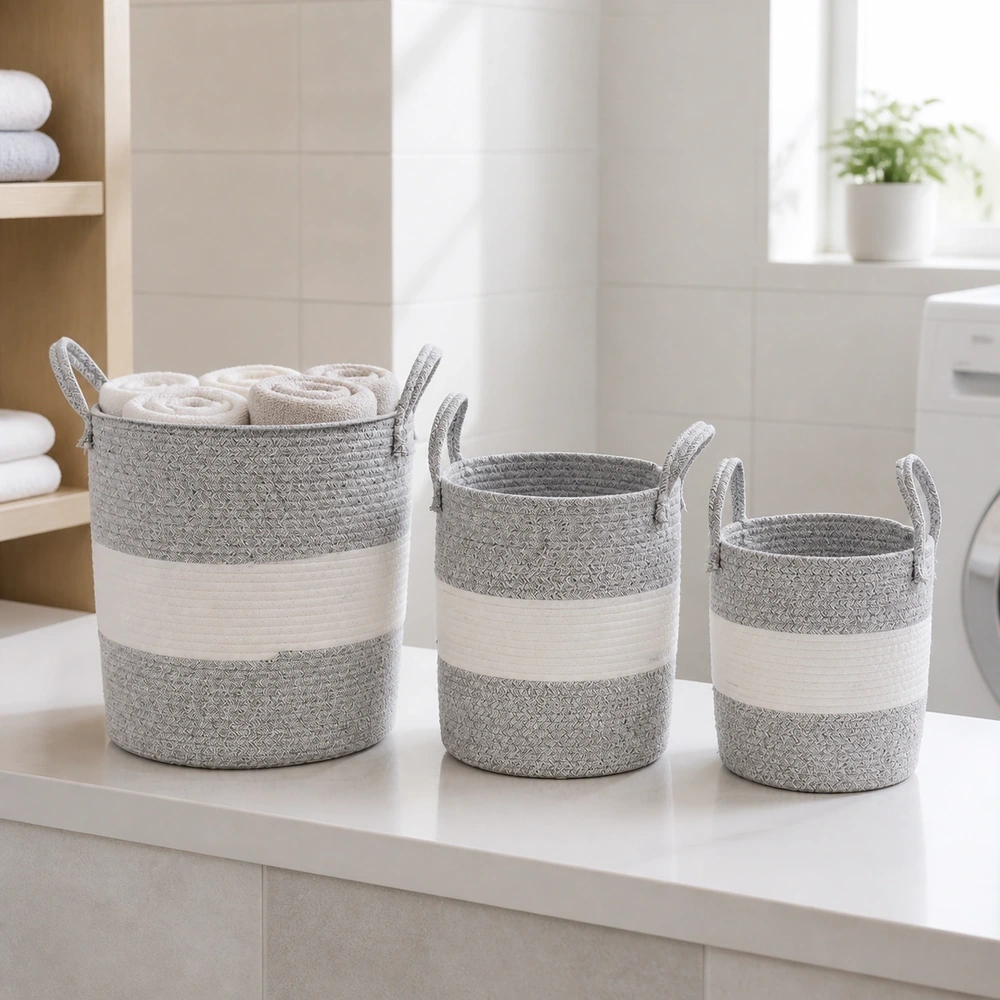 Cesta de almacenamiento set de 3 piezas de algodón para ropa image 1