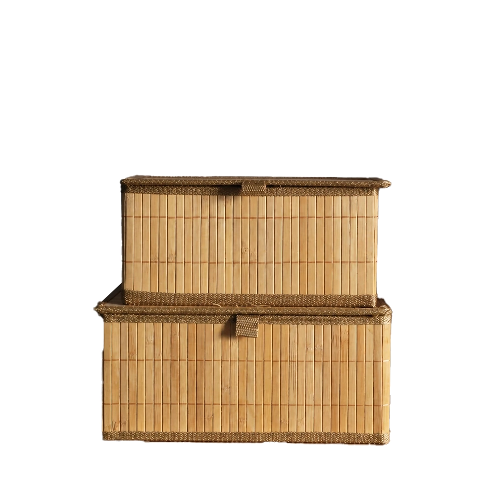 Caja de almacenamiento set de 2 piezas de bambú y tela no tejida para ropa