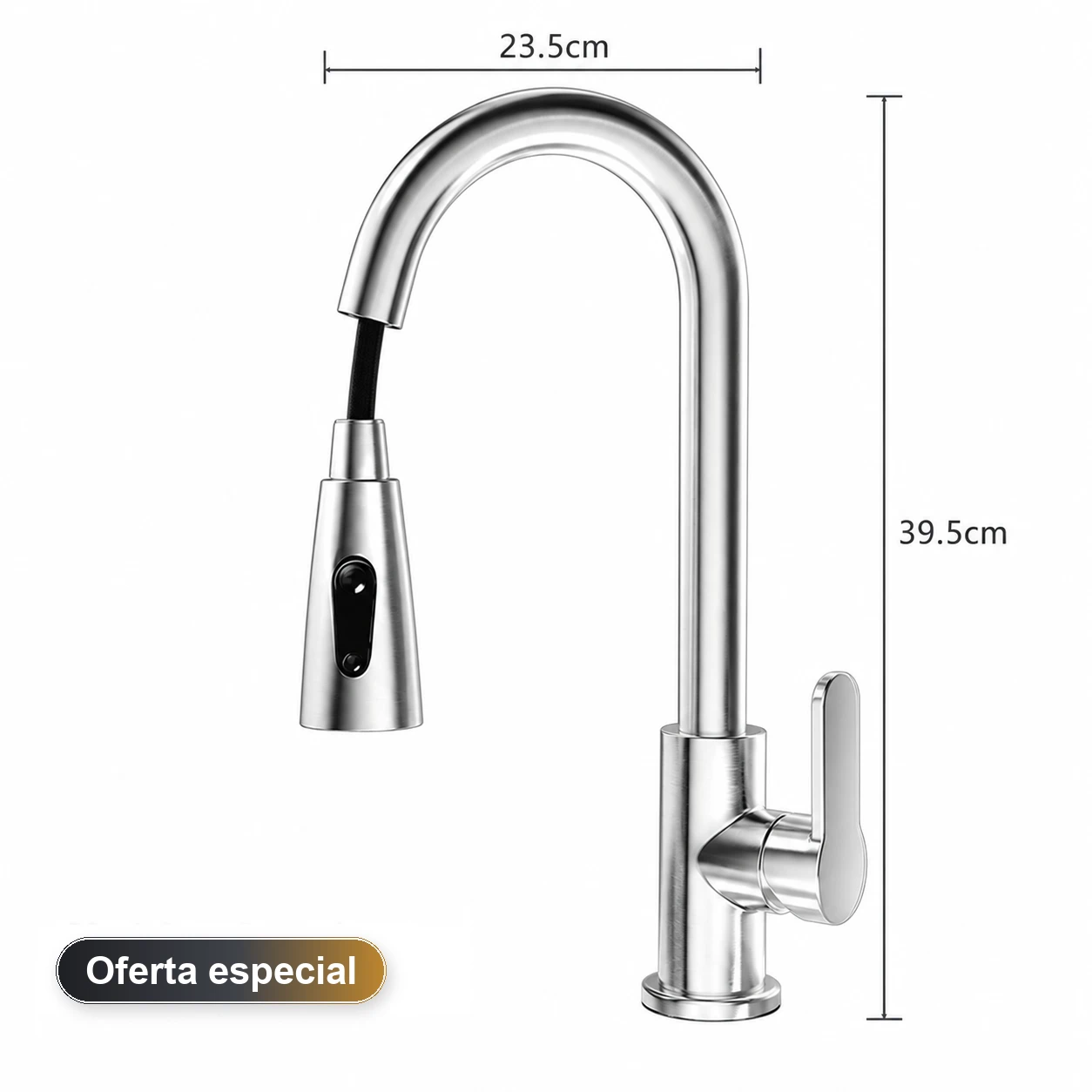 Grifo de Cocina Extraíble Tipo Cascada con Manguera de Acero Inoxidable Varios Colores image 3