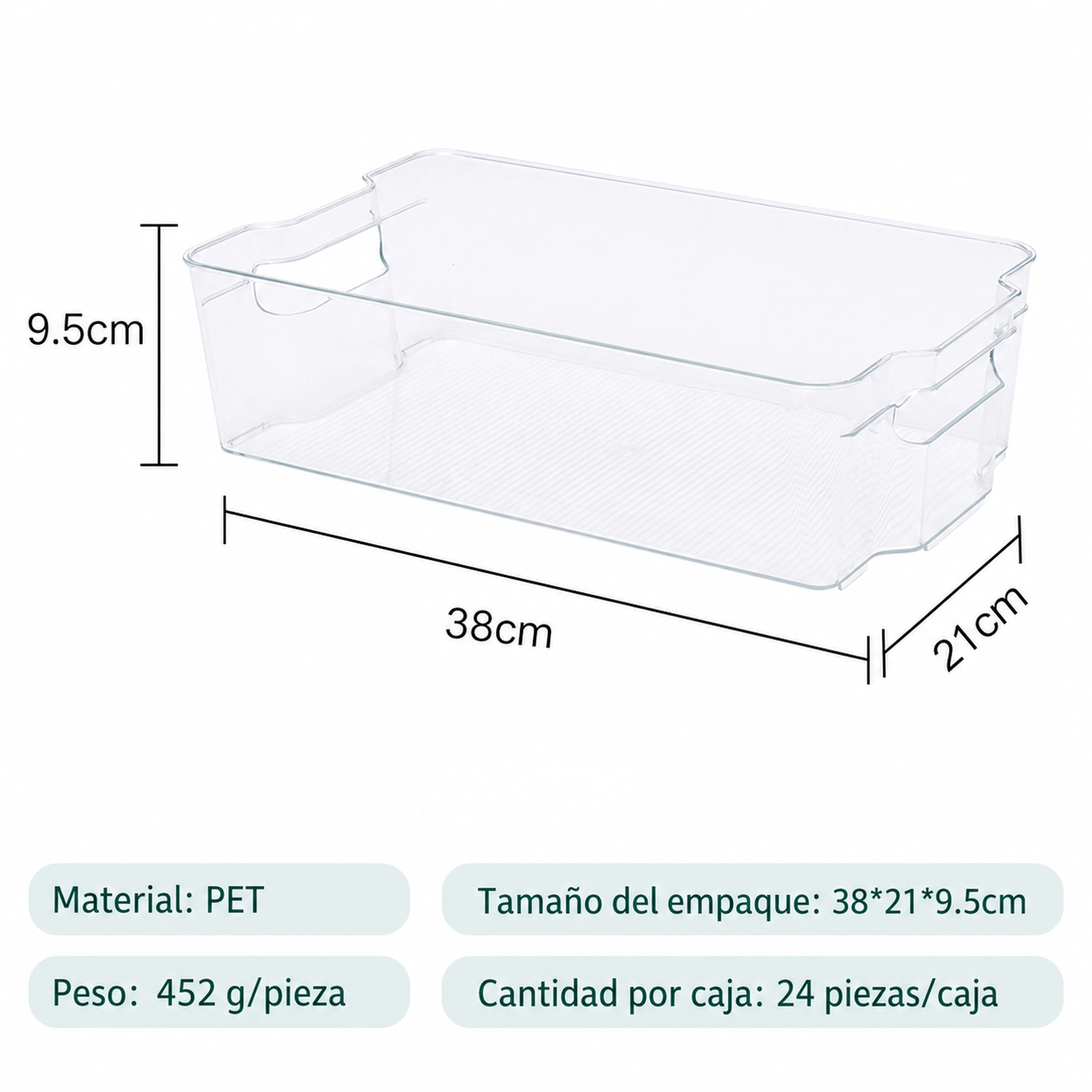 Caja organizadora 9.5*38*21cm PET Transparente image 2