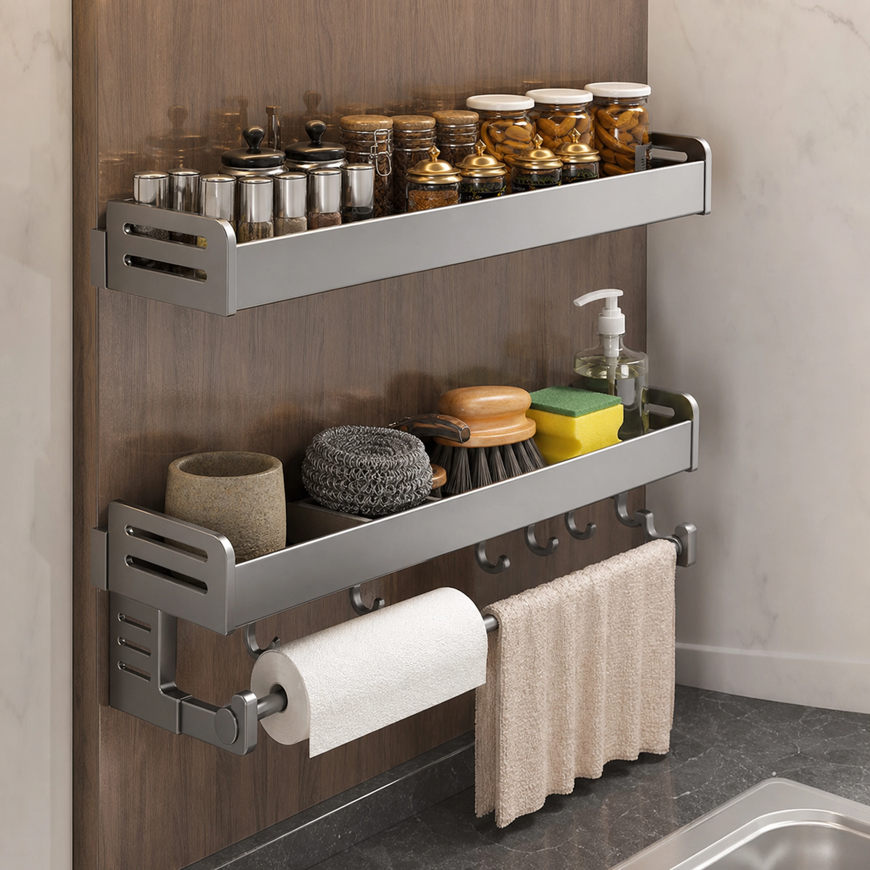 Organizador de Cocina de Aluminio Gris Mate