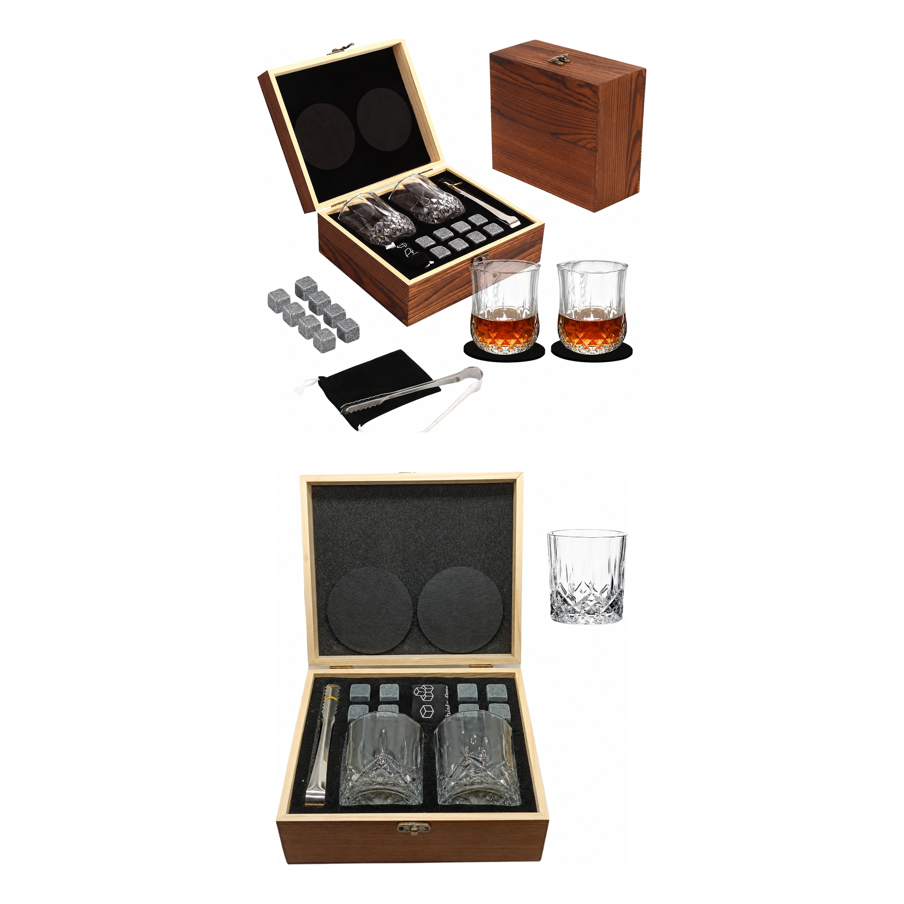 Set de whisky piedras de enfriamiento vaso y estuche de madera vidrio madera marmol No.1 No.2 para enfriar whisky regalo image 3