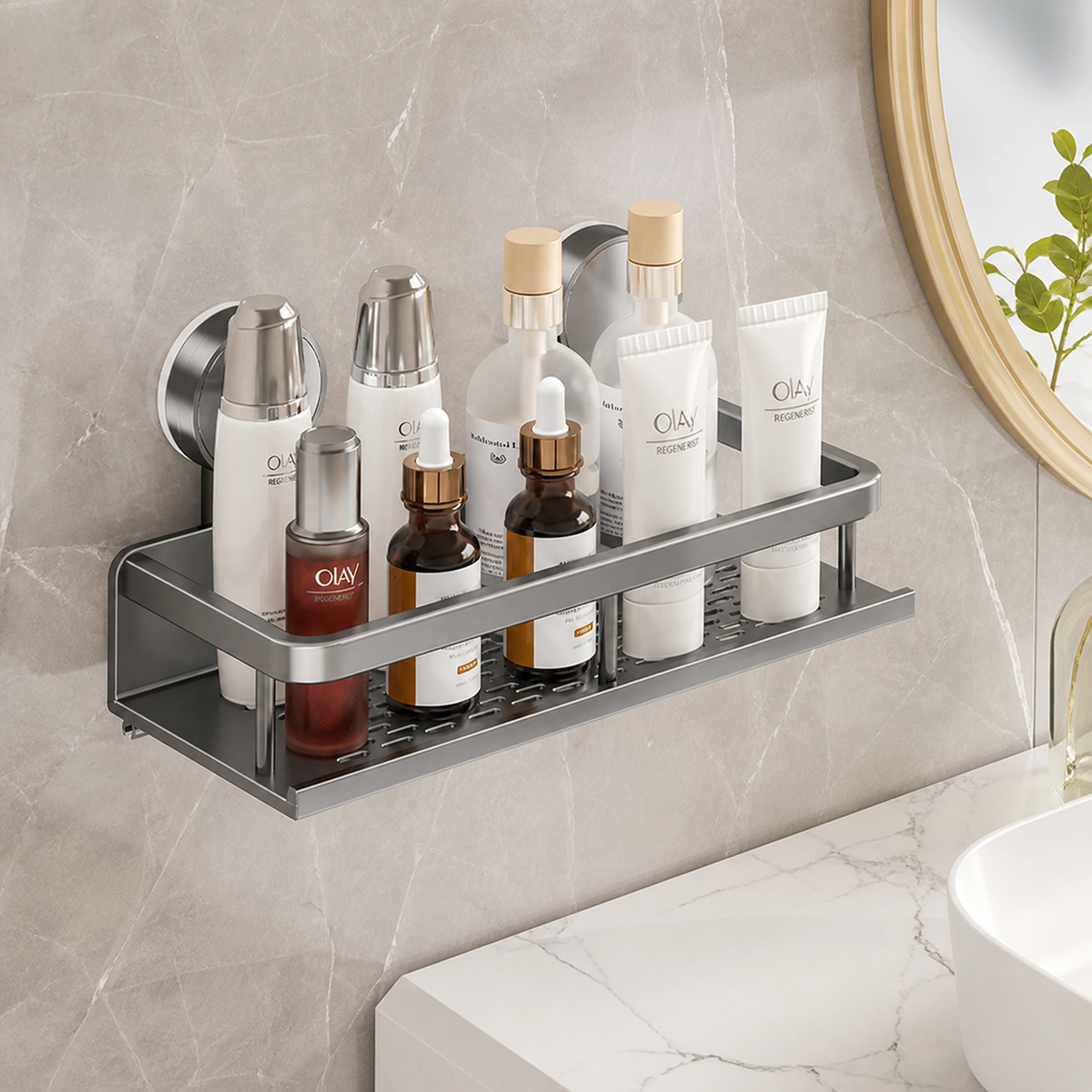 Organizador de pared con ventosa 40.5*6*12.8cm Aleación de aluminio image 1