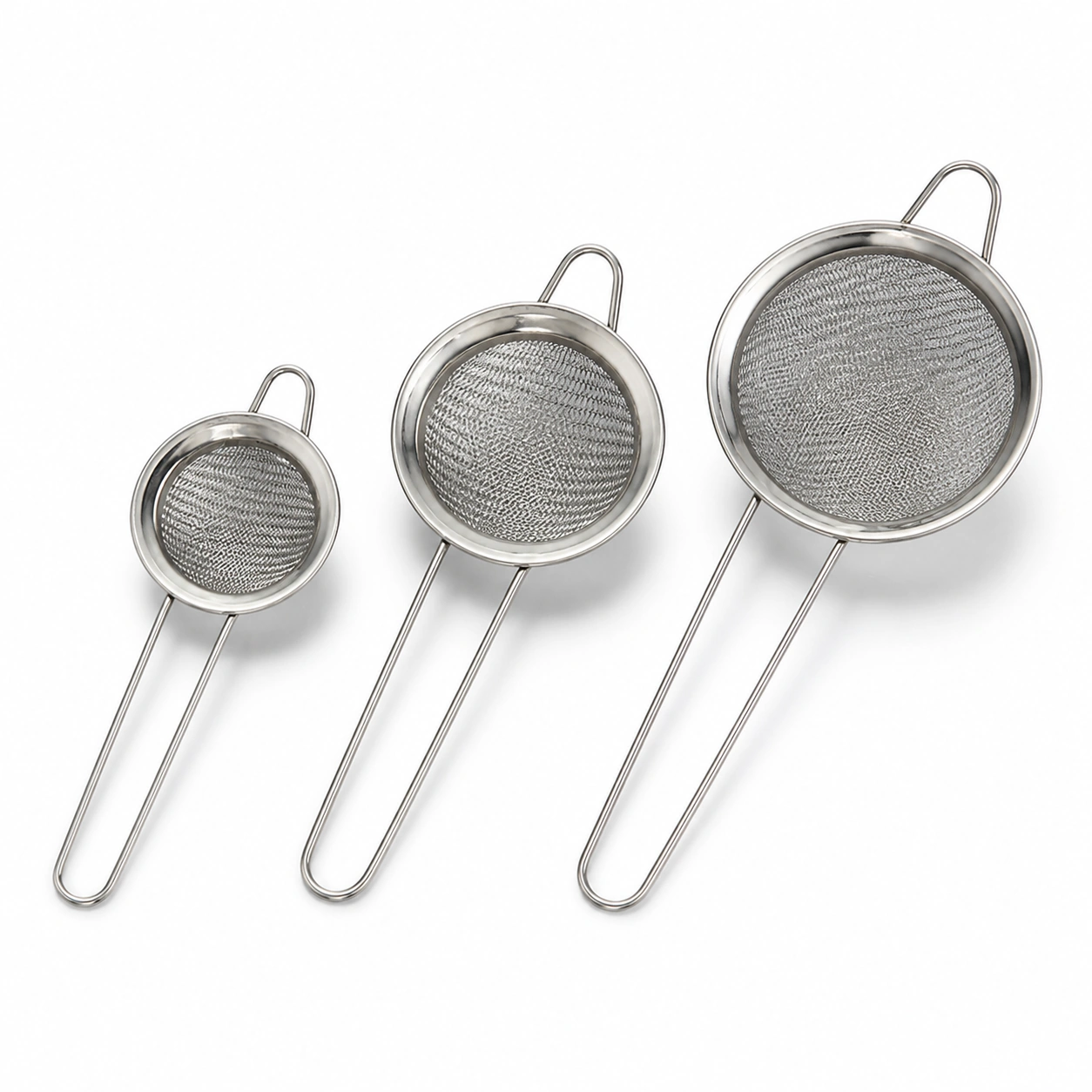 Set de 3 coladores 5/6/8 cm acero inoxidable para filtrar y sacar en cocina