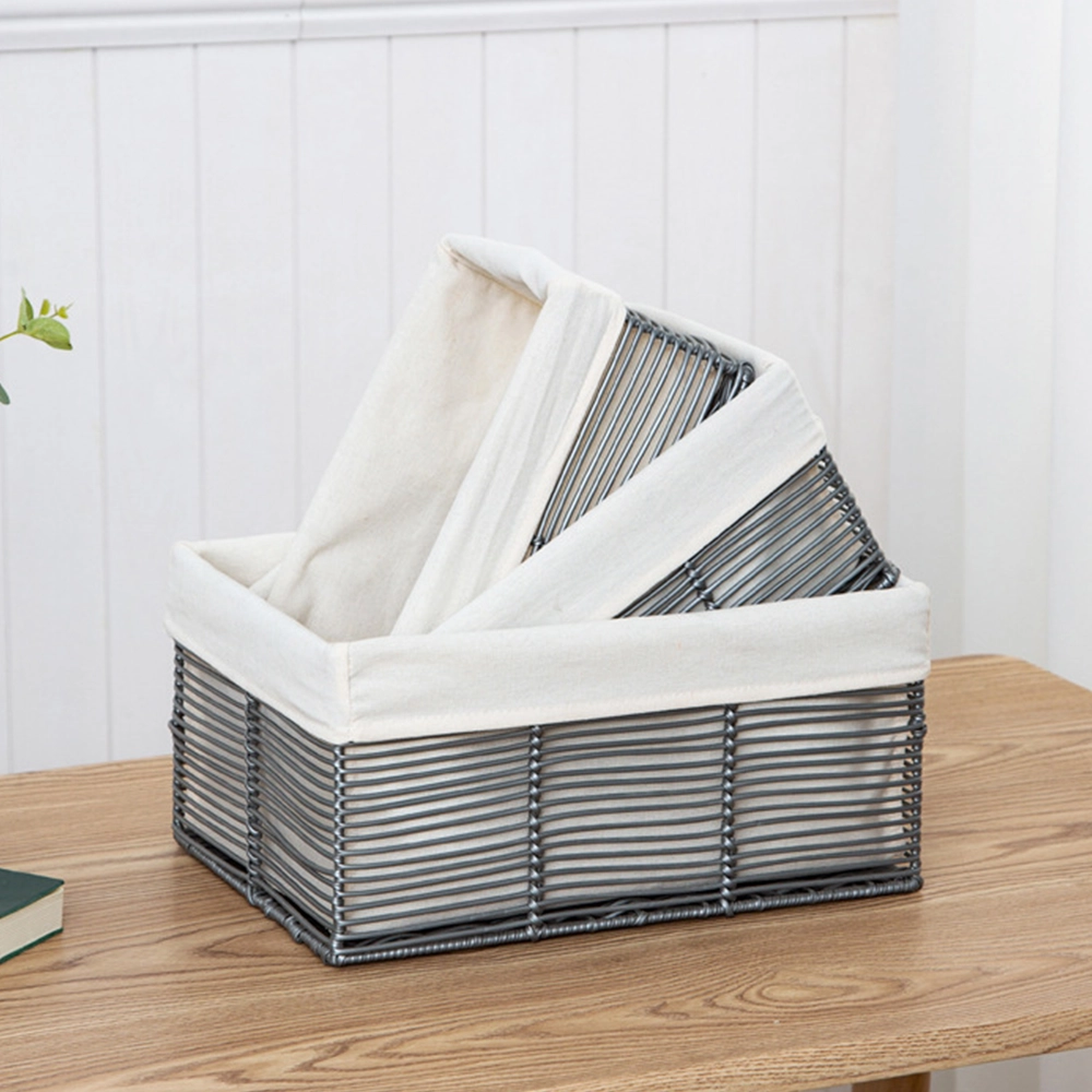 Cesta de Almacenamiento Set de 3 Piezas Organizador de Escritorio PVC Gris