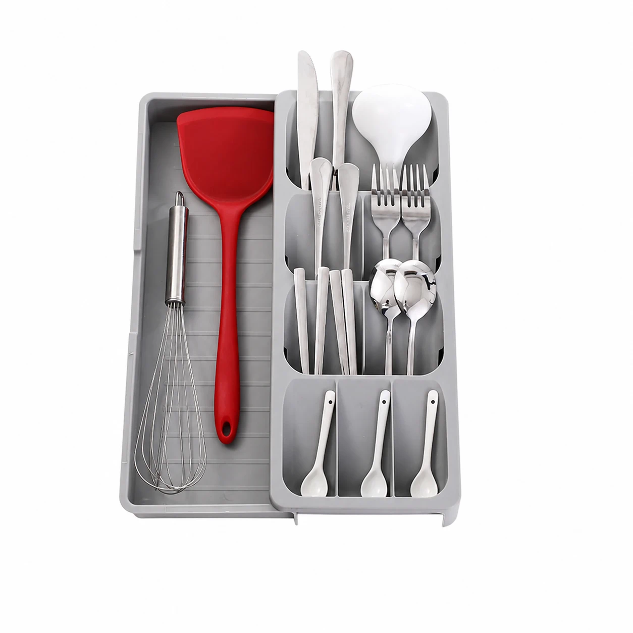 Caja Organizadora de Utensilios de Cocina de Plástico Gris 40.5 x 16.5 x 5.5 cm