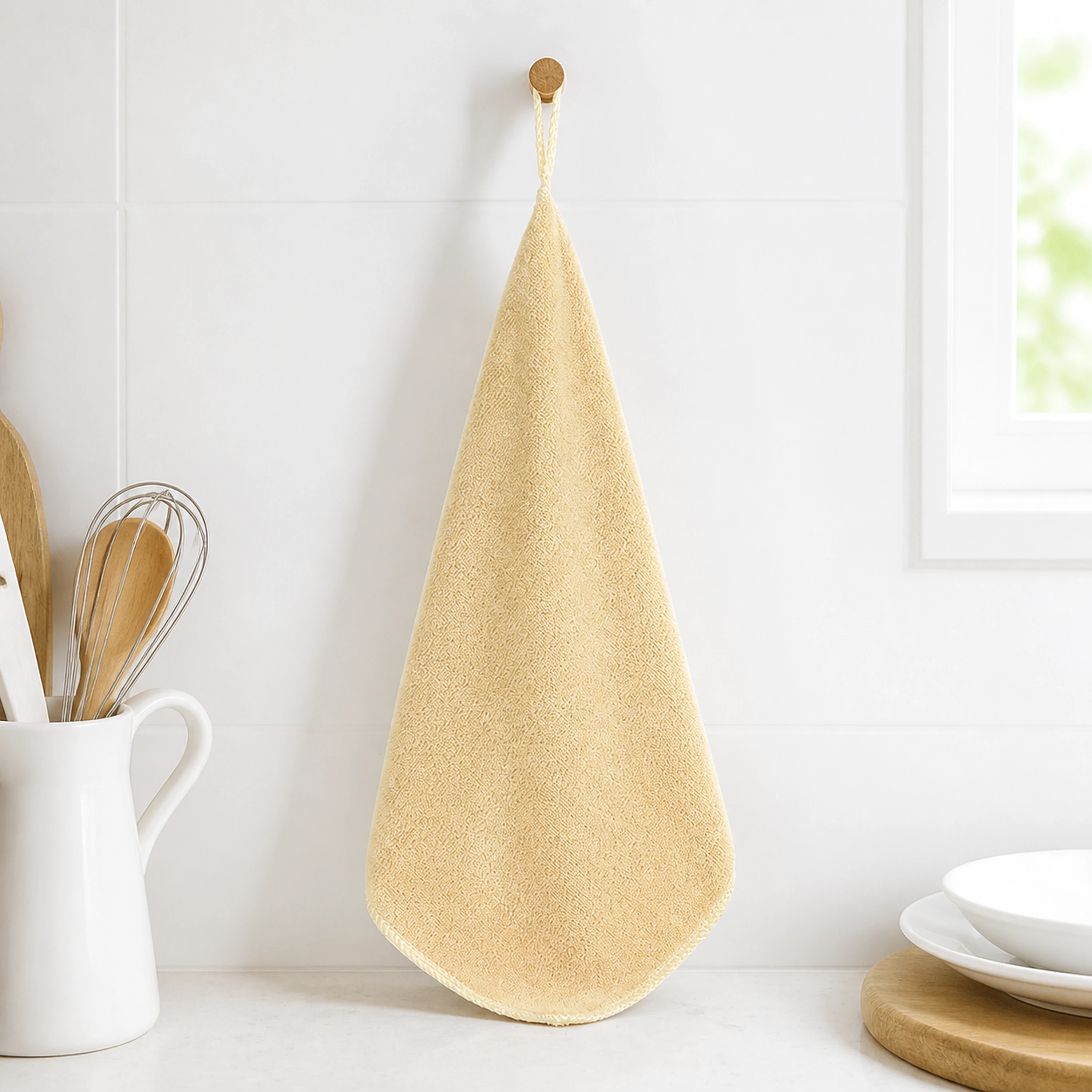 Paño de Cocina de Limpieza de Microfibra Crema / Amarillo 30 x 30 cm