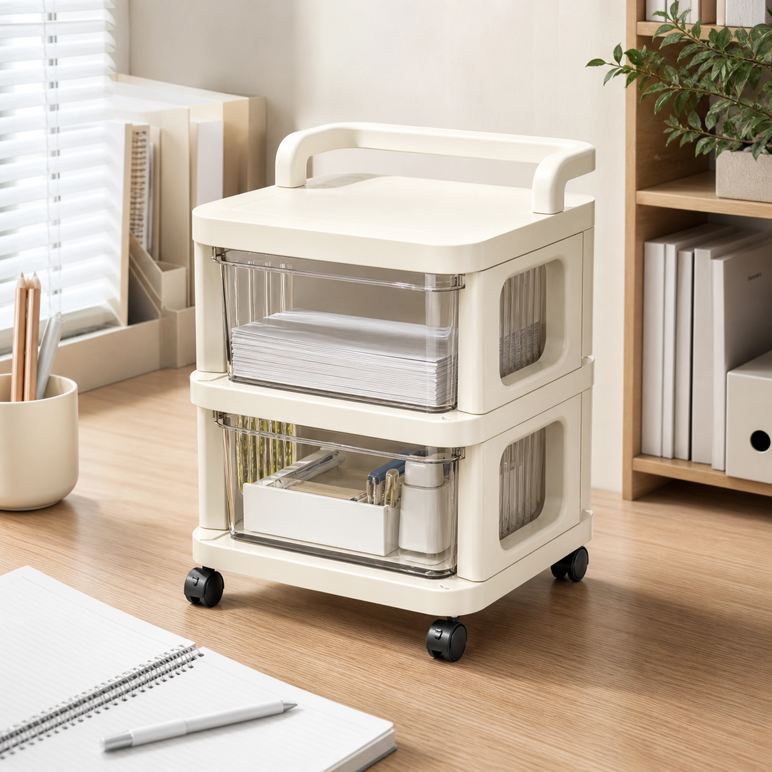 Carrito organizador 2 capas 26*34*42cm Plástico Transparente